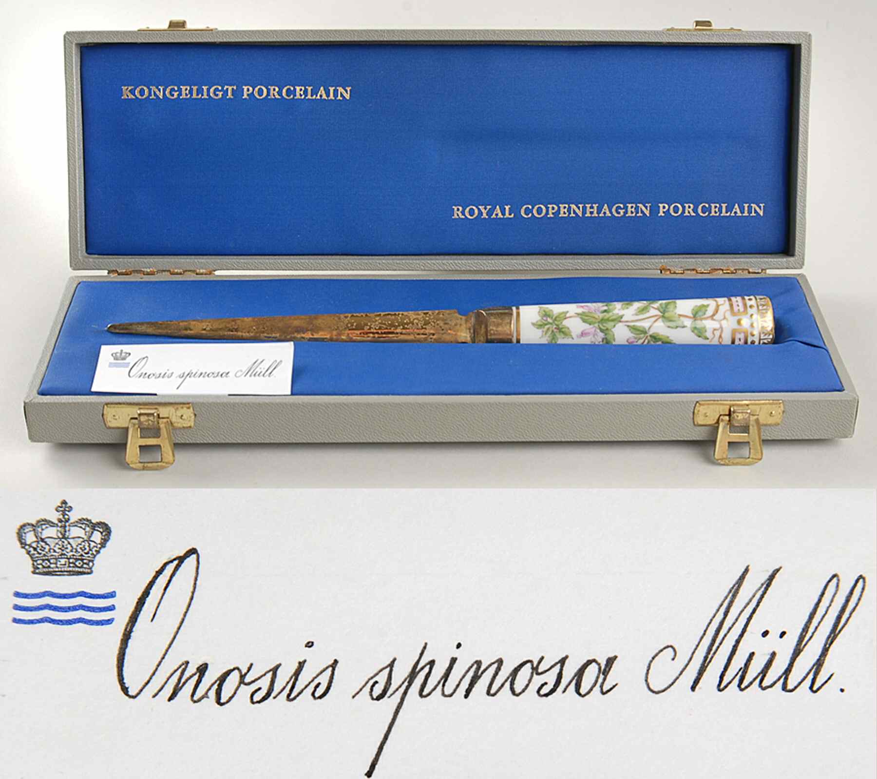 Flora Danica (1961 To Current) Letter Opener & Box-Ononis spinosa Mull by Royal Copenhagen-1