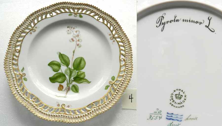 Flora Danica (1961 To Current) 9" Pierced Luncheon Plate/Fruit Std-Pyrola minor L by Royal Copenhagen-1