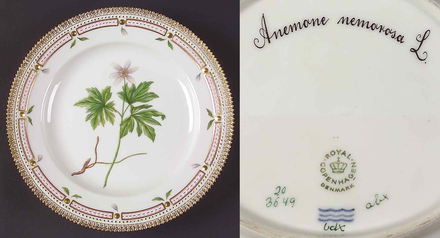Flora Danica (1961 To Current) Dinner Plate-Anemone nemorosa L by Royal Copenhagen-1
