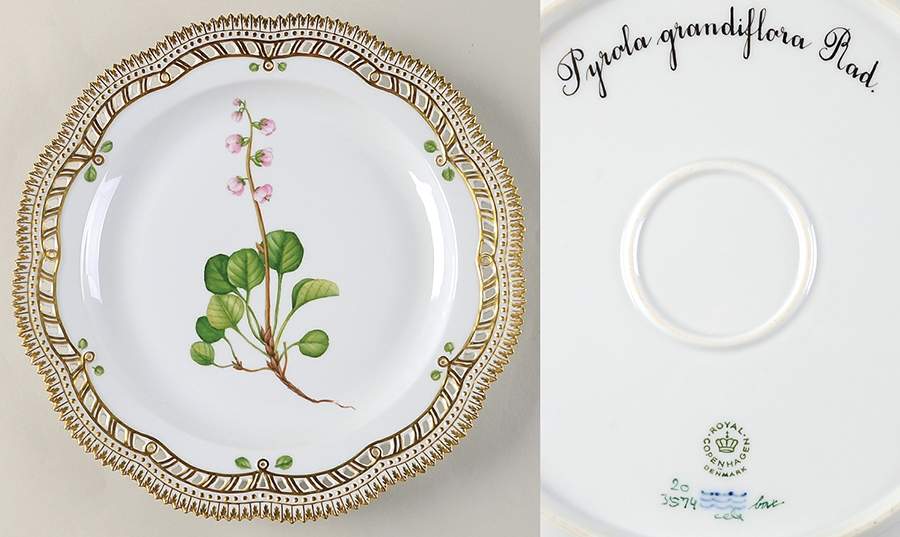 Flora Danica (1961 To Current) 11" Round Pierced Platter-Pyrola grandiflora Rad by Royal Copenhagen-1