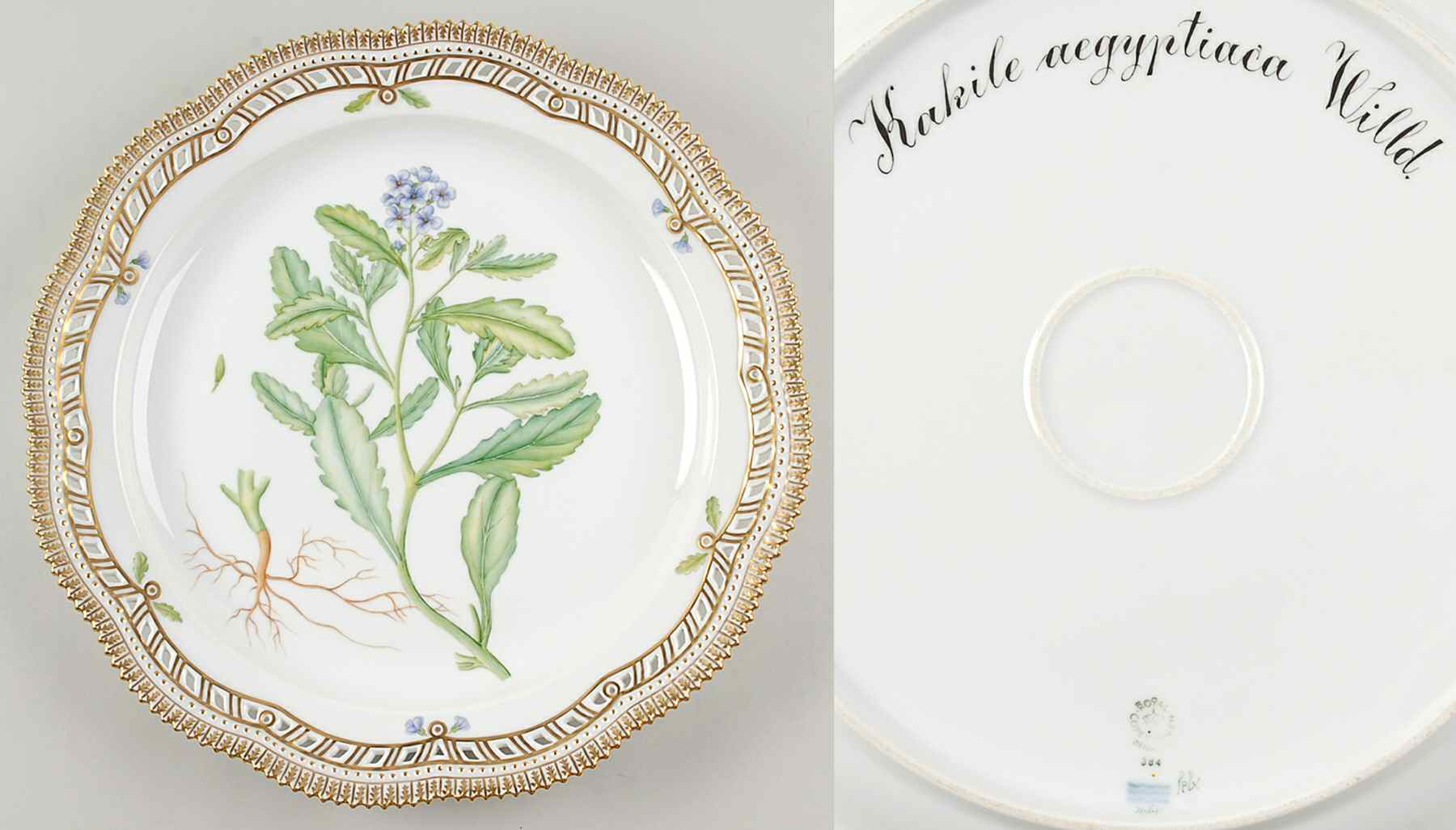 Flora Danica (1961 To Current) 14" Round Pierced Platter-Kakile aegyptiaca Willd by Royal Copenhagen-1