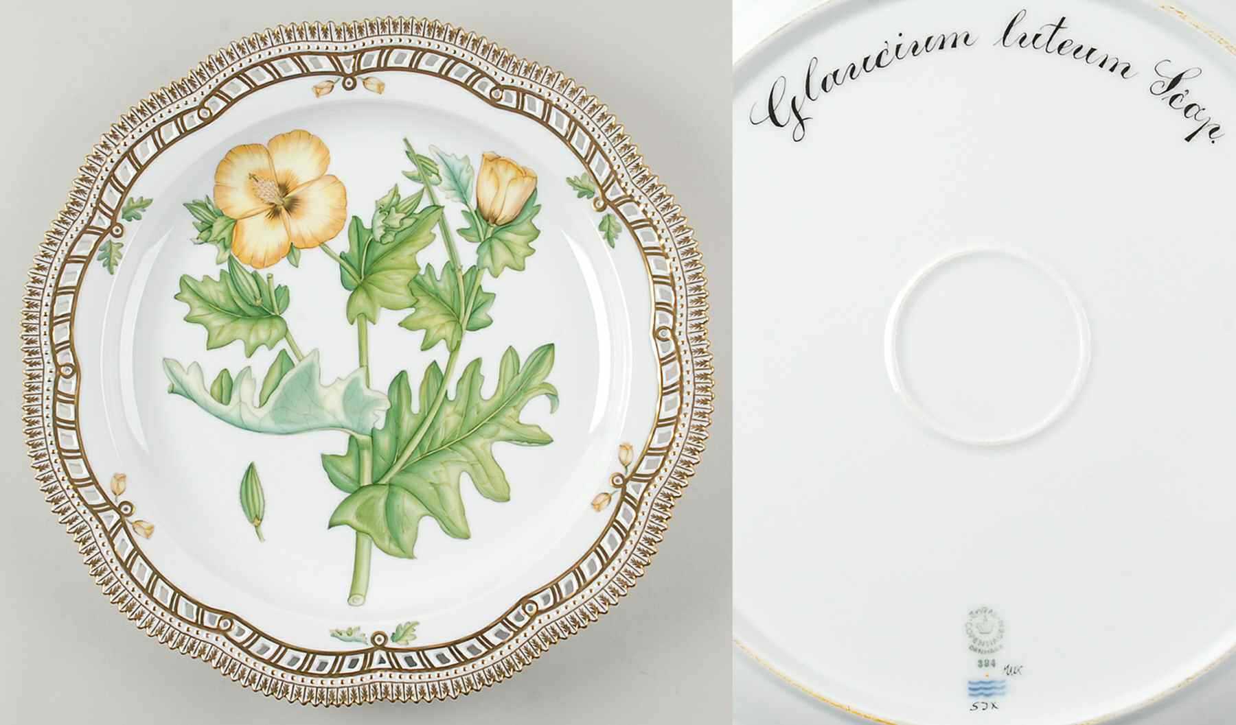 Flora Danica (1961 To Current) 14" Round Pierced Platter-Glaucium luteum Scop by Royal Copenhagen-1