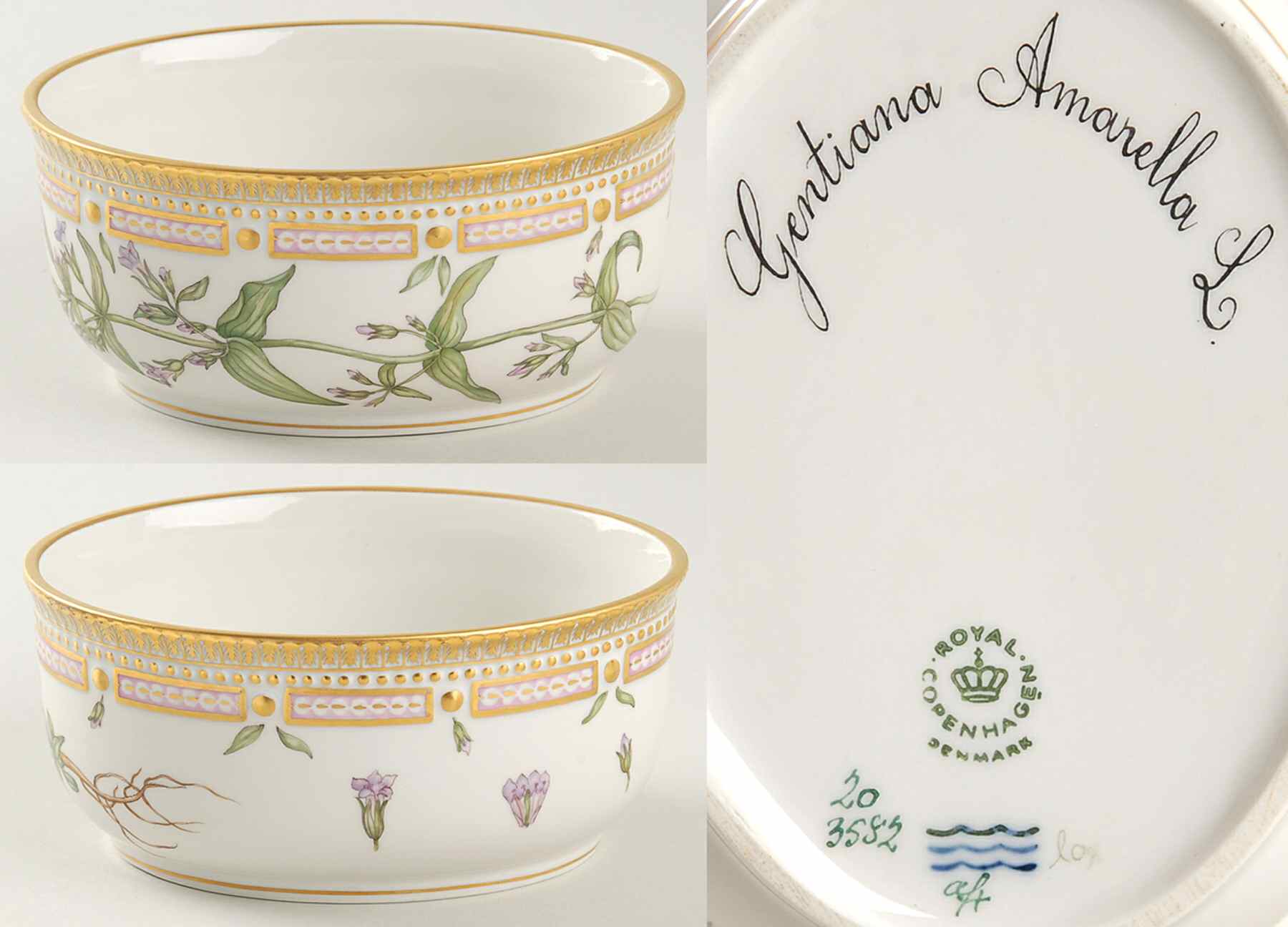 Flora Danica (1961 To Current) Large Sugar Bowl No Lid-Gentiana Amarella L by Royal Copenhagen-1