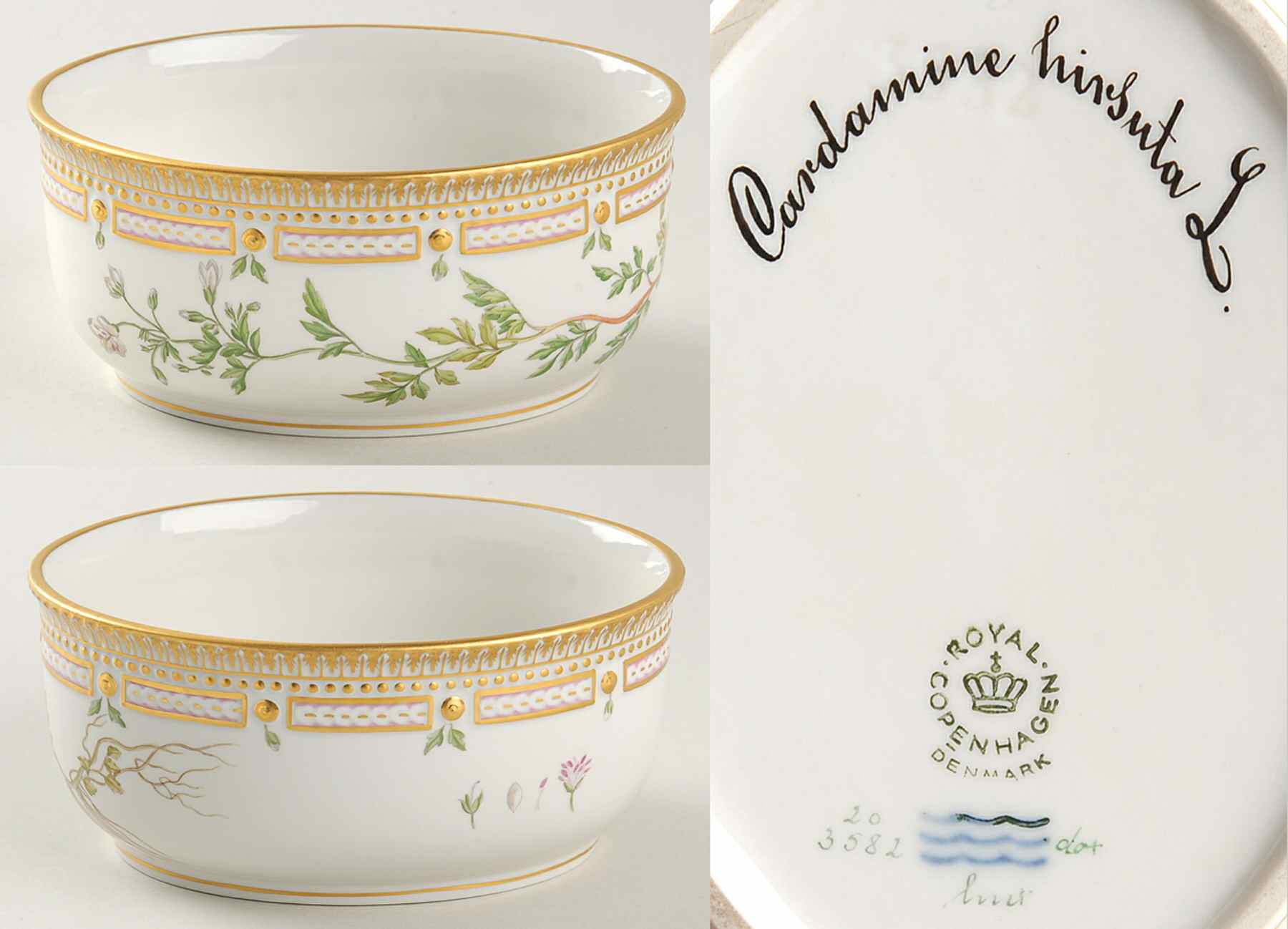 Flora Danica (1961 To Current) Large Sugar Bowl No Lid-Cardamine hirsuta L by Royal Copenhagen-1