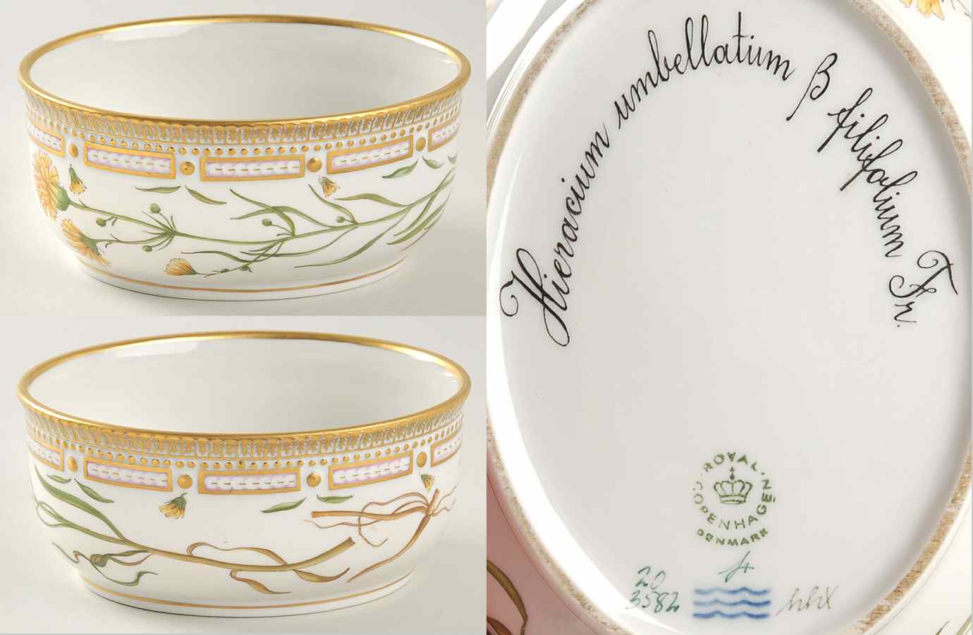 Flora Danica (1961 To Current) Large Sugar Bowl No Lid-Hieracium umballatum B fil by Royal Copenhagen-1