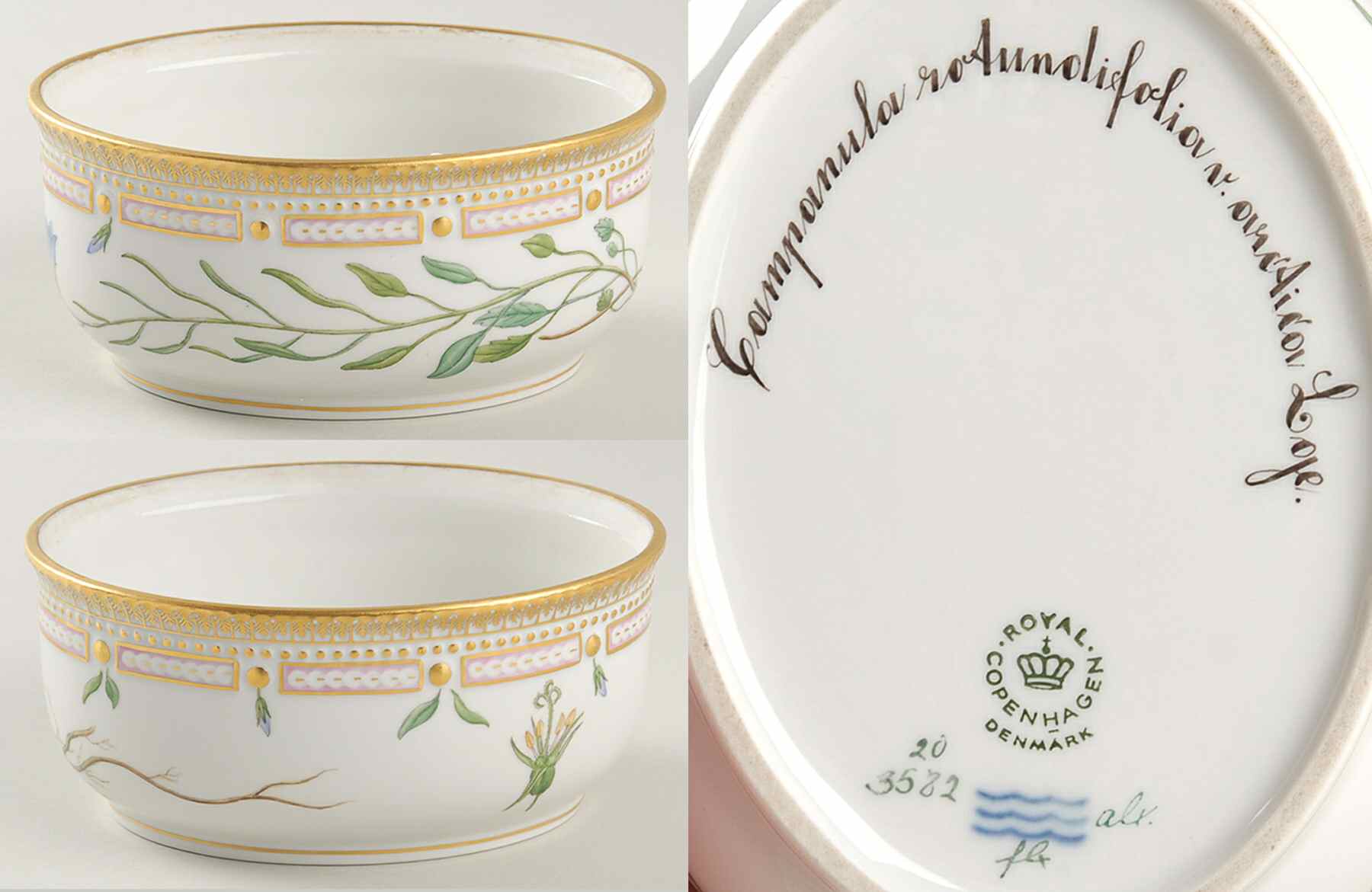 Flora Danica (1961 To Current) Large Sugar Bowl No Lid-Campanula rotundifolia v a by Royal Copenhagen-1