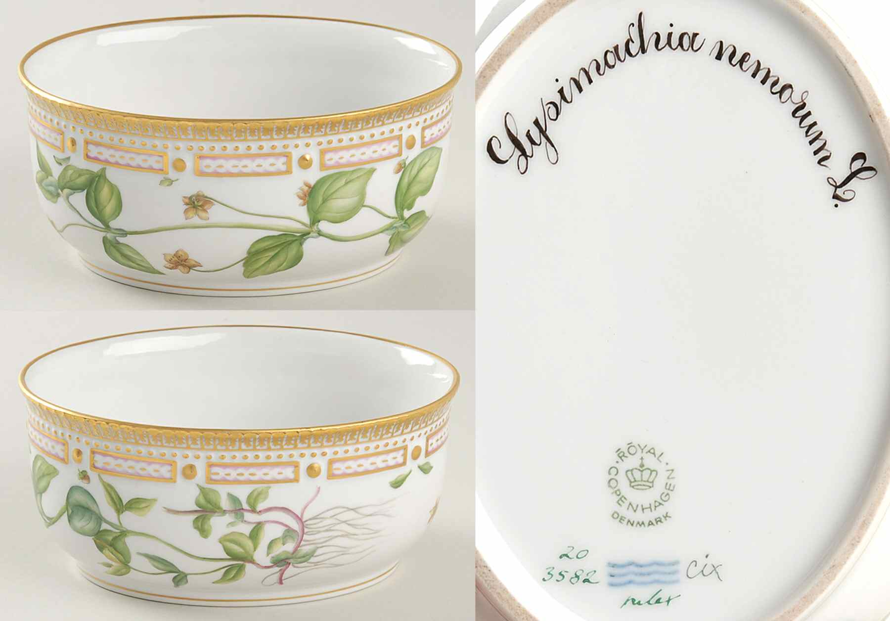 Flora Danica (1961 To Current) Large Sugar Bowl No Lid-Lysimachia nemorum L by Royal Copenhagen-1