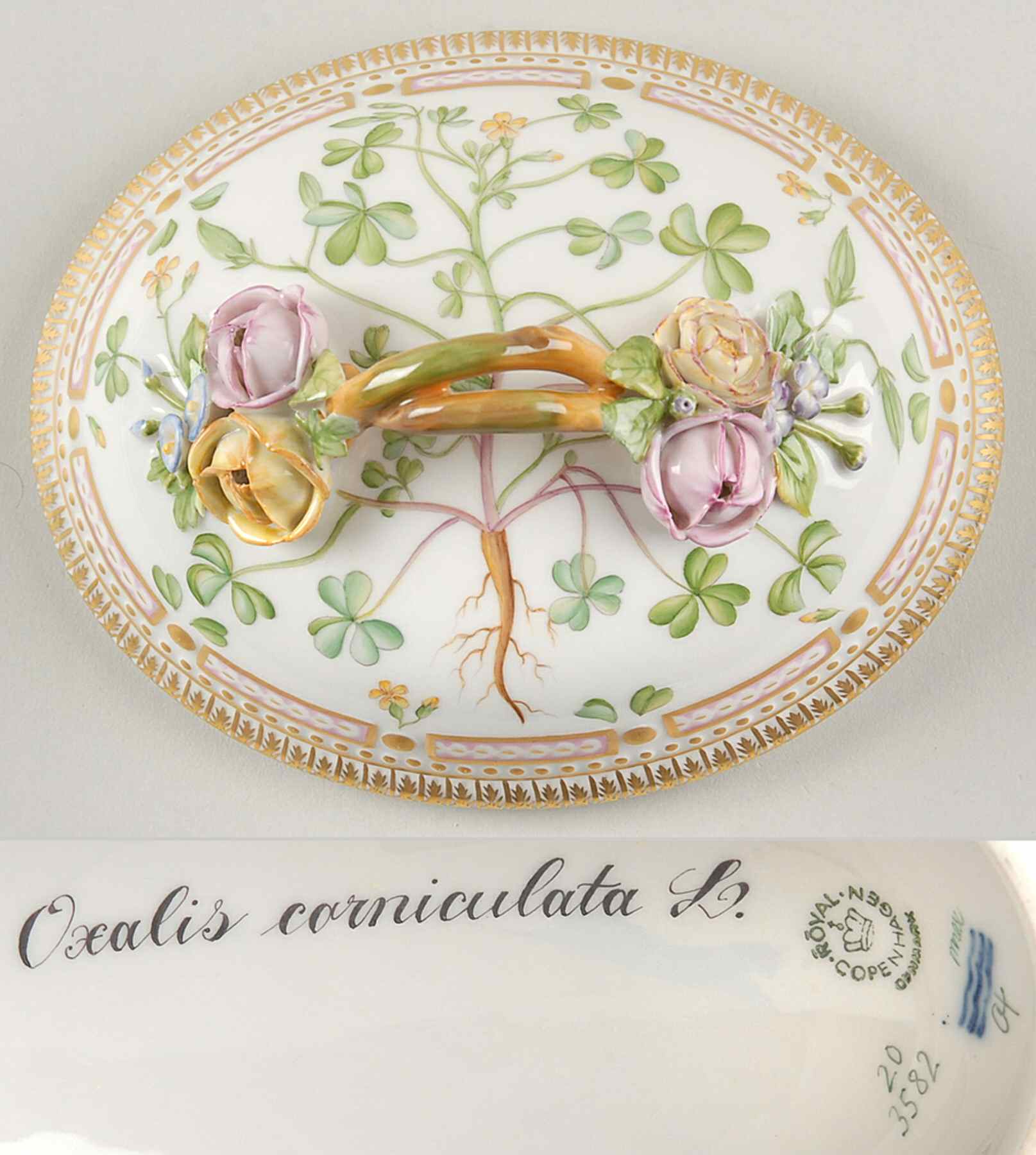 Flora Danica (1961 To Current) Lid for Sugar Bowl-Oxalis corniculata L by Royal Copenhagen-1