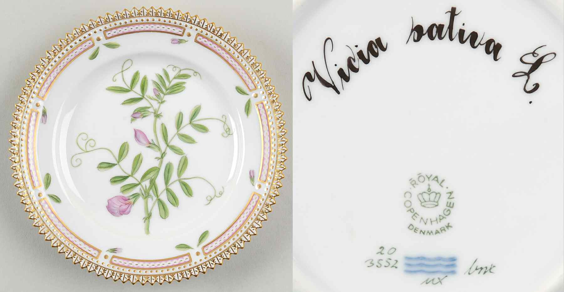 Flora Danica (1961 To Current) Bread & Butter Plate-Vicia sativa L by Royal Copenhagen-1