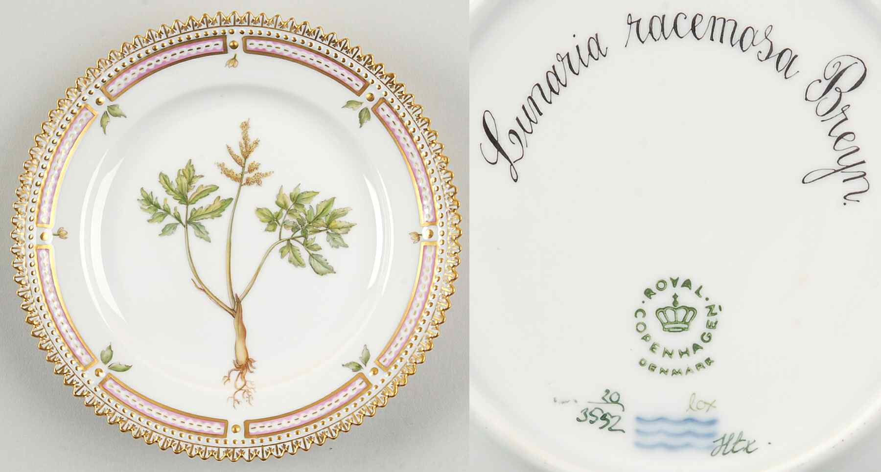 Flora Danica (1961 To Current) Bread & Butter Plate-Lunaria racemosa Breyn by Royal Copenhagen-1