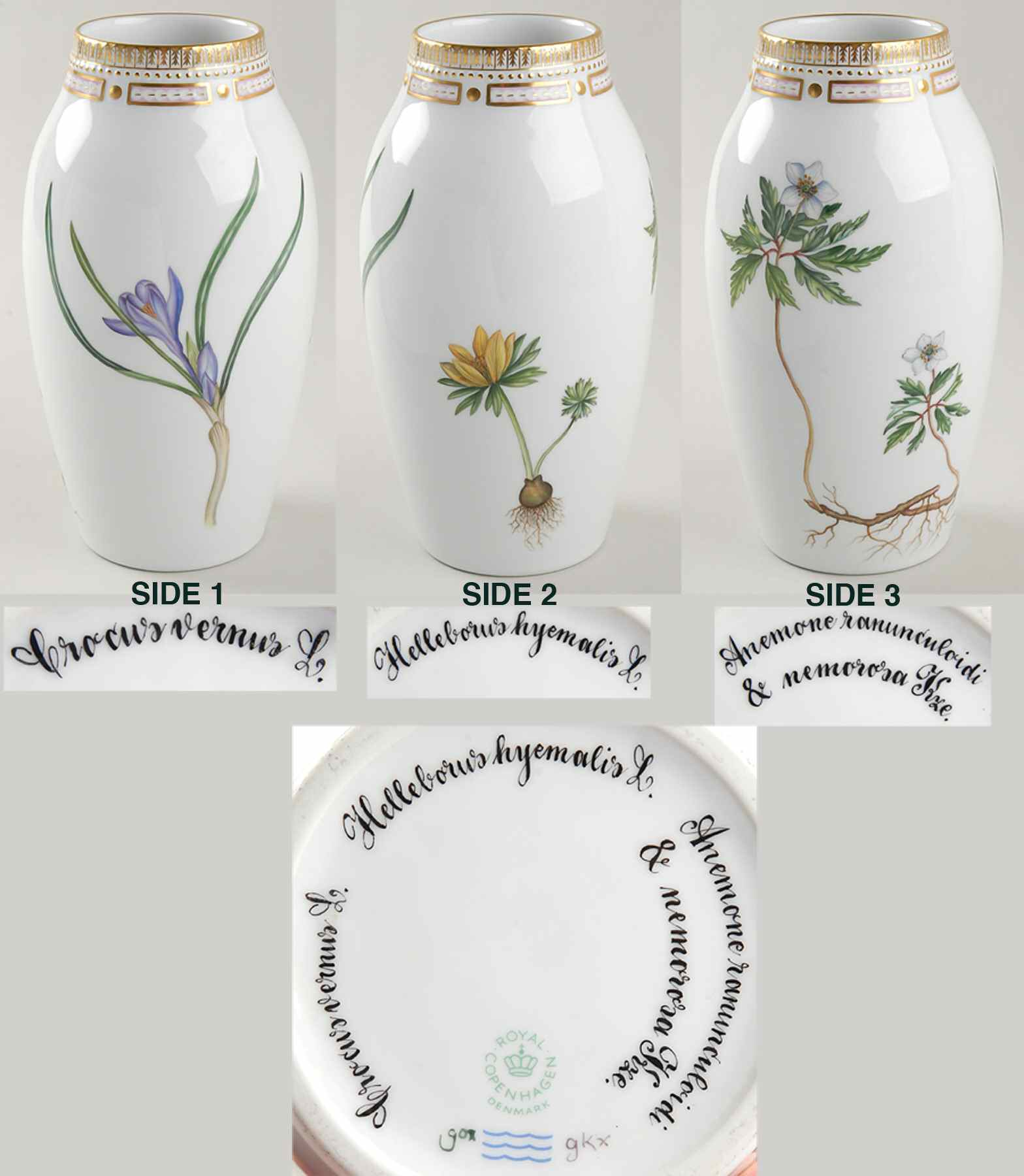 Flora Danica (1961 To Current) 12" Small Covered Vase-No Lid-Spring-Hel Hye by Royal Copenhagen-1
