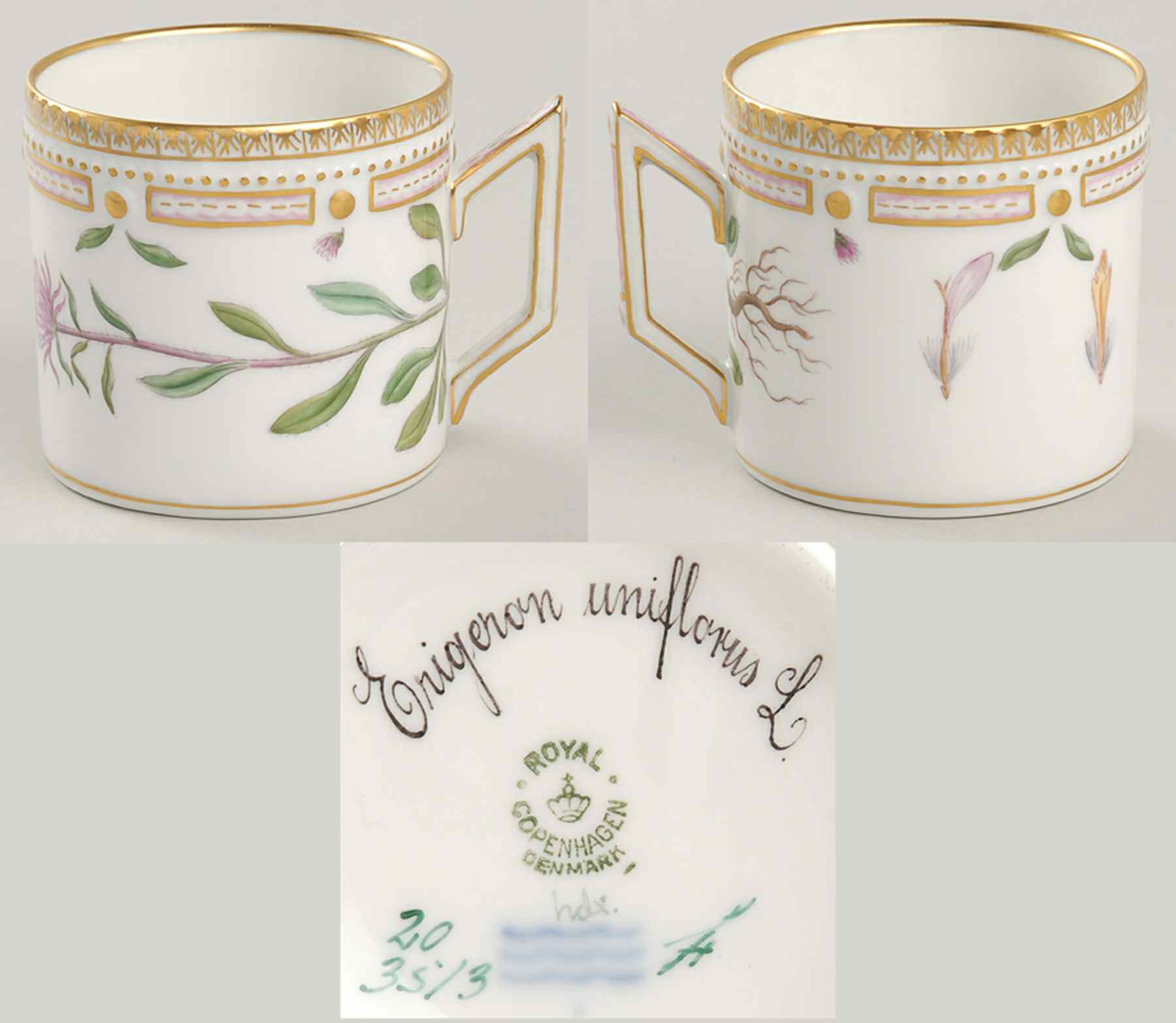 Flora Danica (1961 To Current) Chocolate Cup-Erigeron uniflorus L by Royal Copenhagen-1