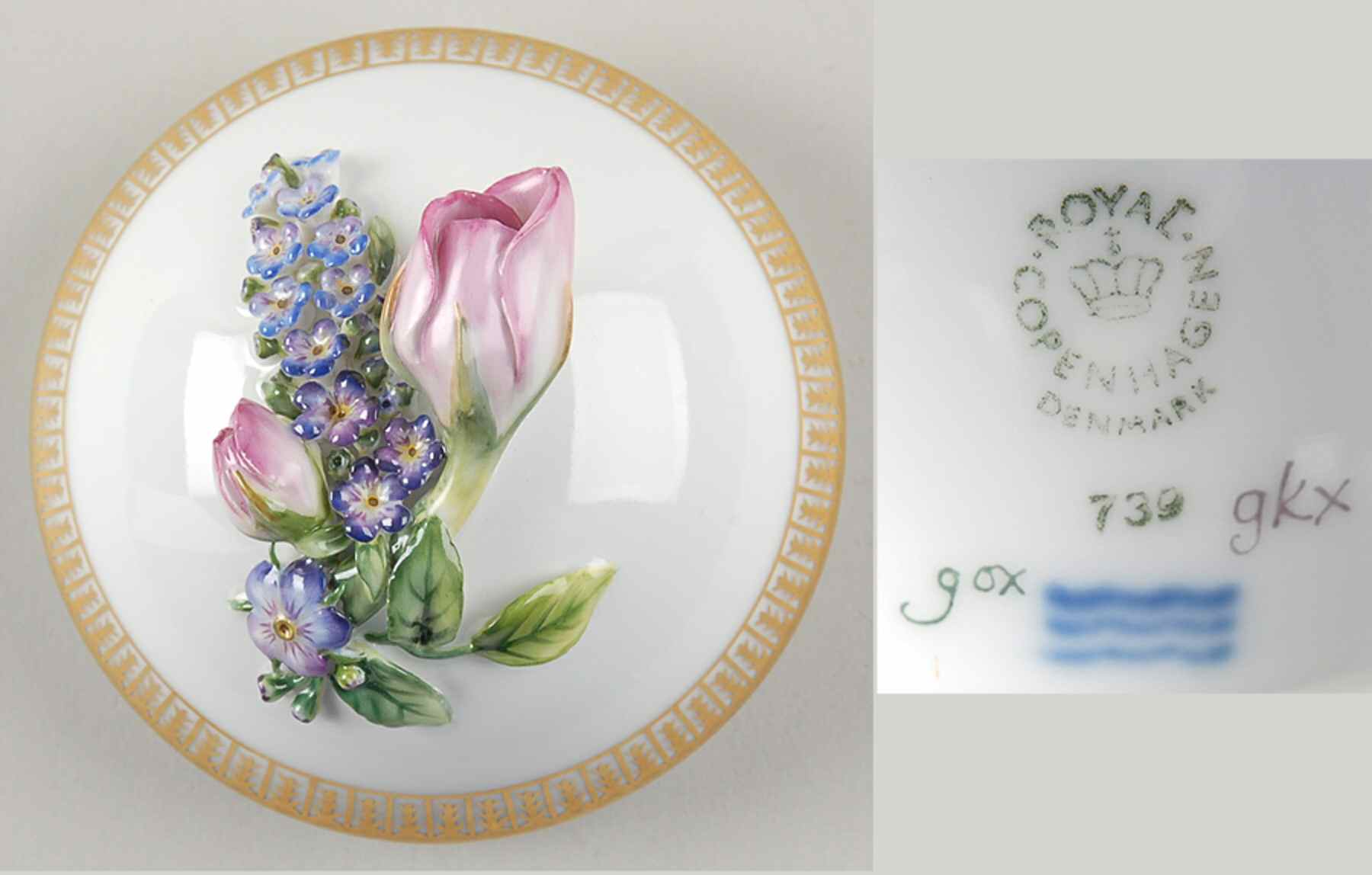 Flora Danica (1961 To Current) Lid for 12" Small Covered Vase-Spring-No Decal by Royal Copenhagen-1