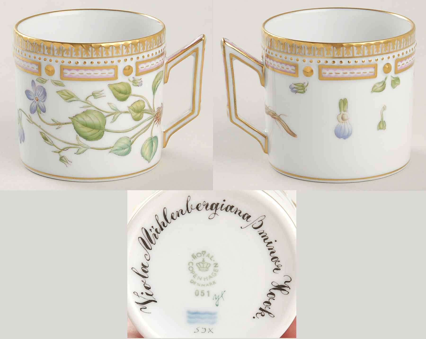 Flora Danica (1961 To Current) Chocolate Cup-Viola Muhlenbergiana B minor Hook by Royal Copenhagen-1
