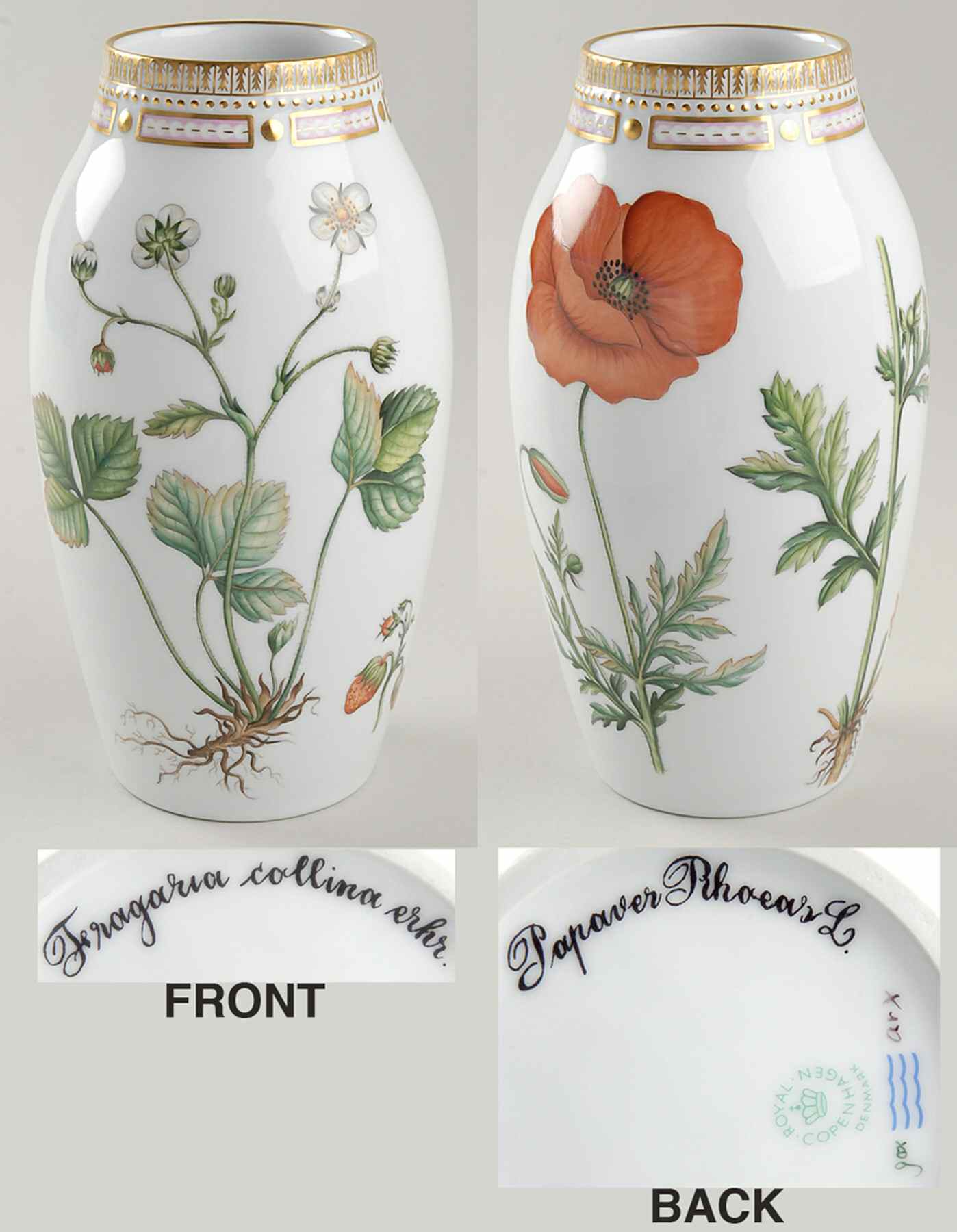 Flora Danica (1961 To Current) 12" Small Covered Vase-No Lid-Summer-Fra Col, Pap by Royal Copenhagen-1