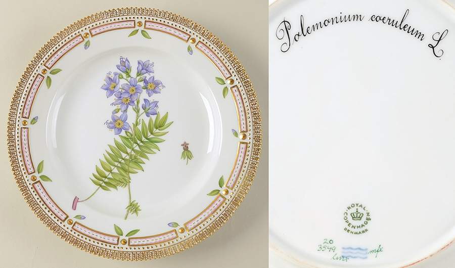 Flora Danica (1961 To Current) Dinner Plate-Polemonium coeruleum L. by Royal Copenhagen-1
