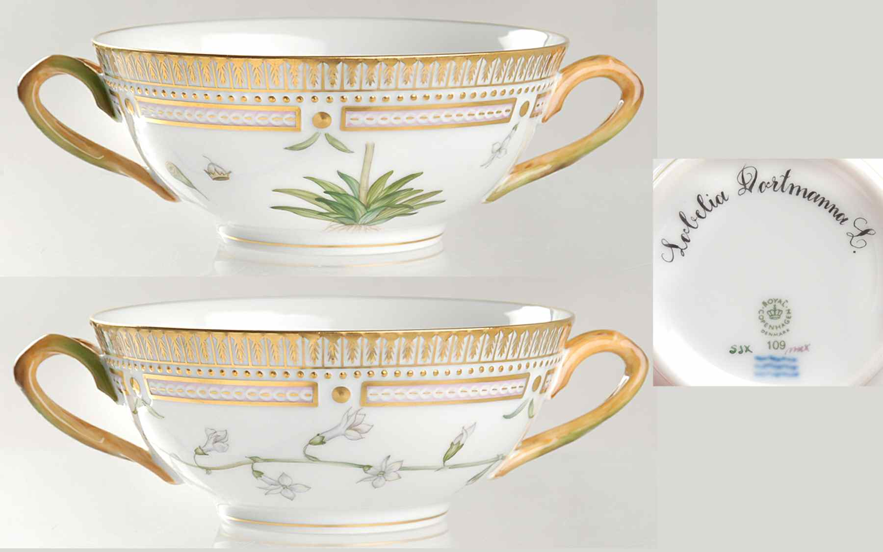 Flora Danica (1961 To Current) Flat Cream Soup Bowl-Lobelia Dortmanna L by Royal Copenhagen-1