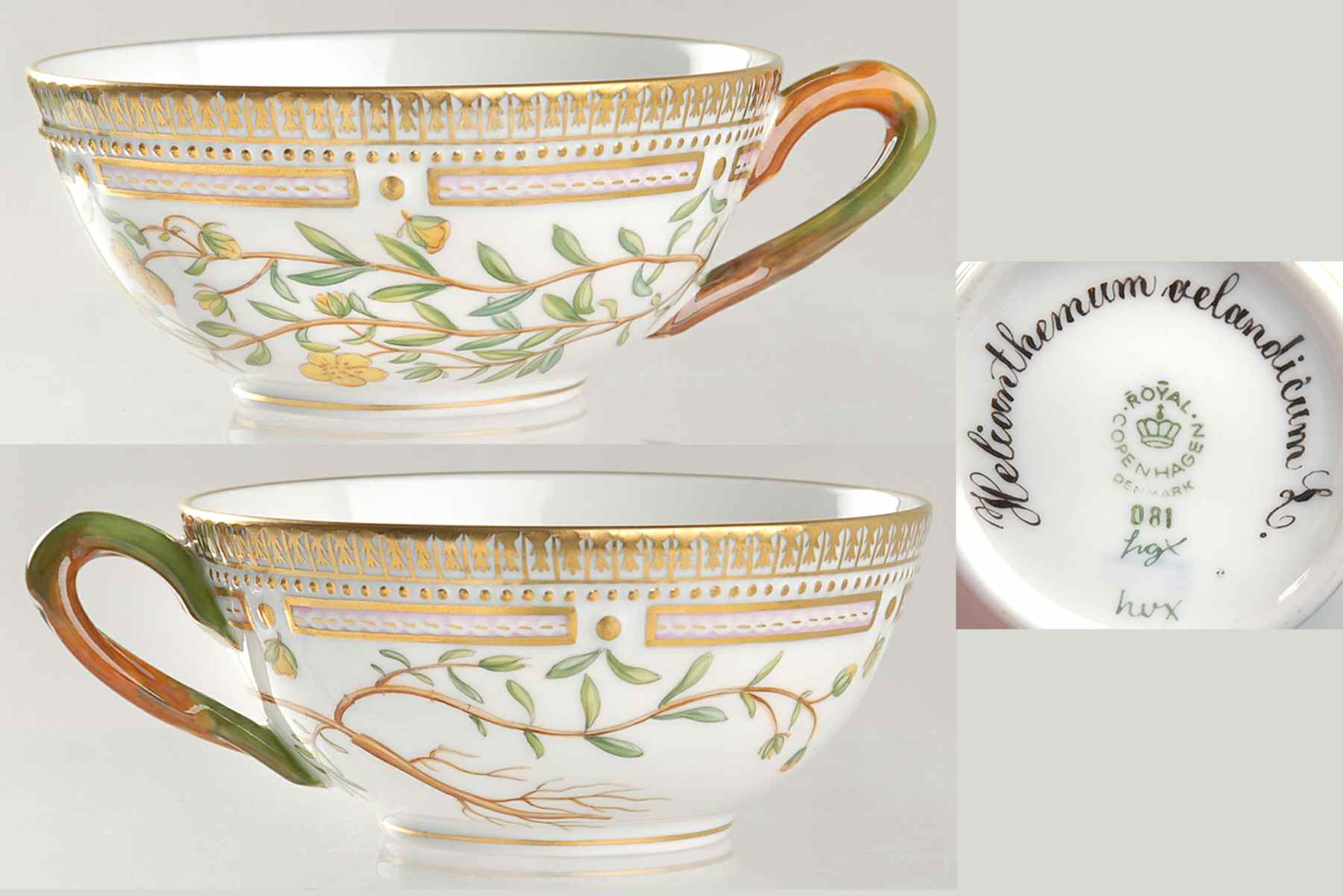 Flora Danica (1961 To Current) Flat Tea Cup-Helianthemum oelandicum L by Royal Copenhagen-1