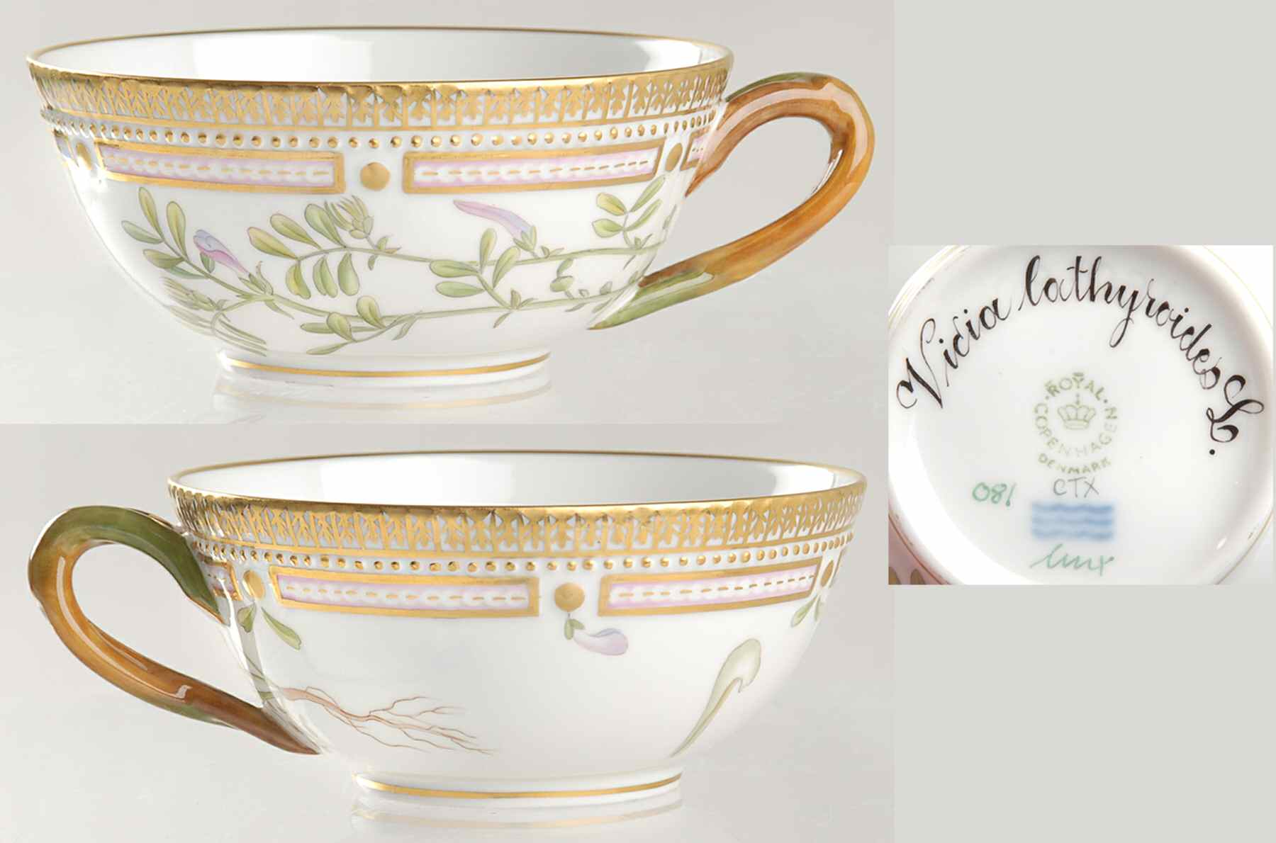 Flora Danica (1961 To Current) Flat Tea Cup-Vicia lathyroides L by Royal Copenhagen-1