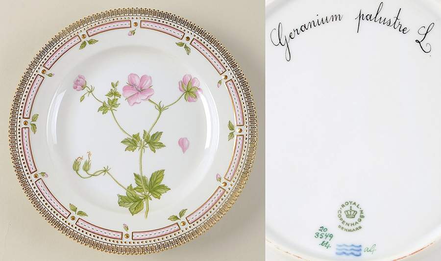 Flora Danica (1961 To Current) Dinner Plate-Geranium palustre L. by Royal Copenhagen-1