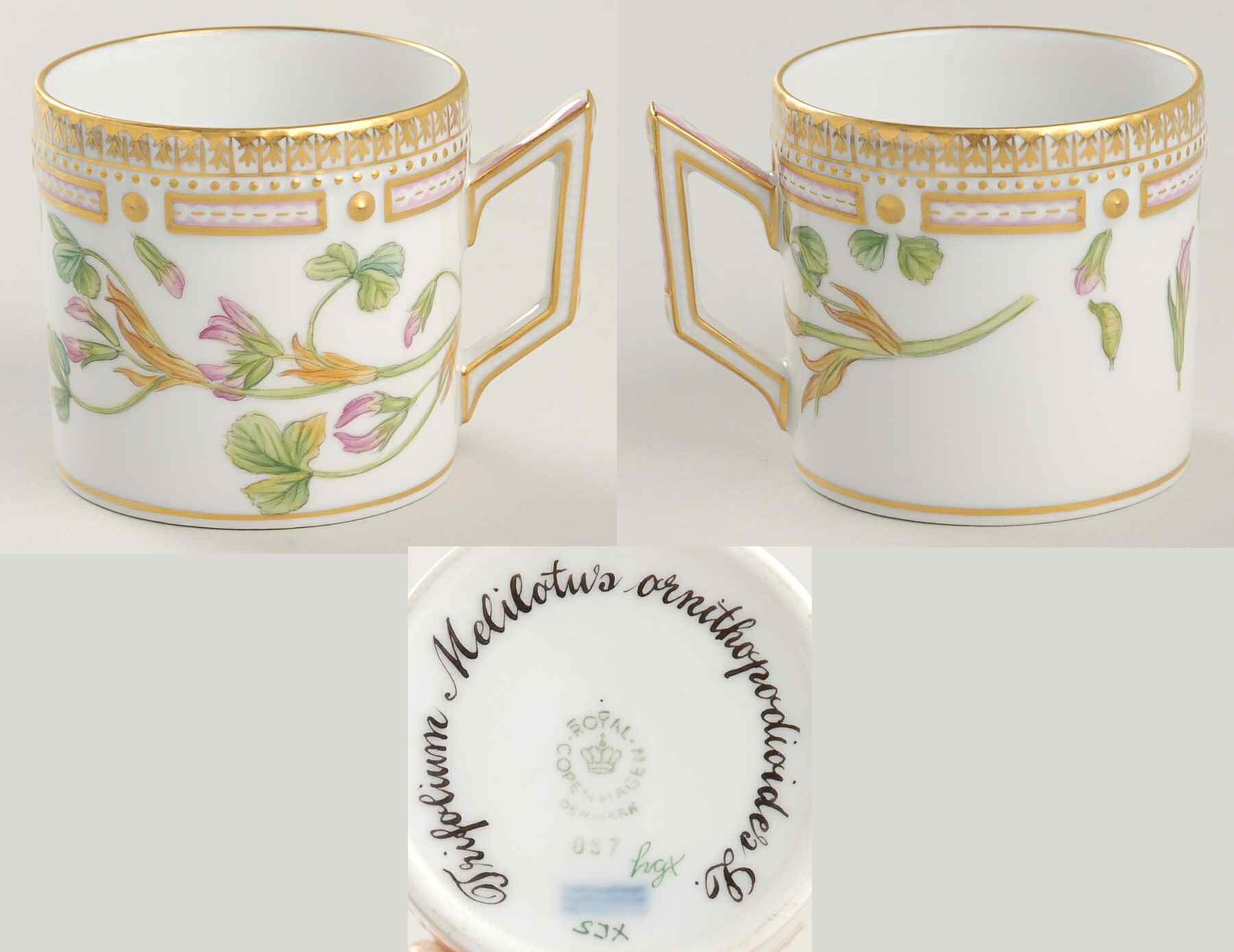Flora Danica (1961 To Current) Flat Demitasse Cup-Trifolium Melilotus ornithopodi by Royal Copenhagen-1