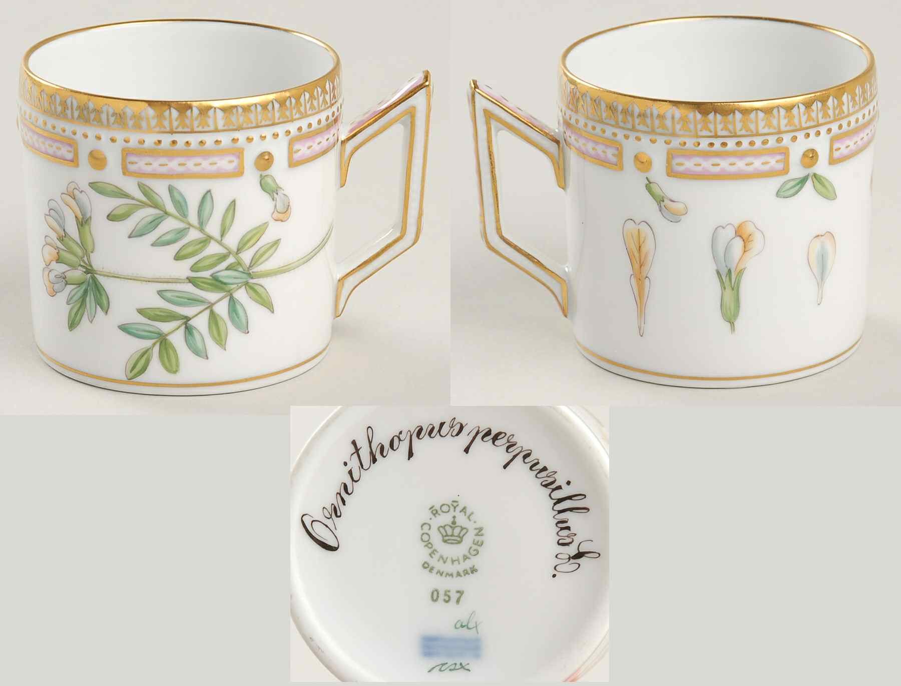 Flora Danica (1961 To Current) Flat Demitasse Cup-Ornithopus perpusillus L by Royal Copenhagen-1
