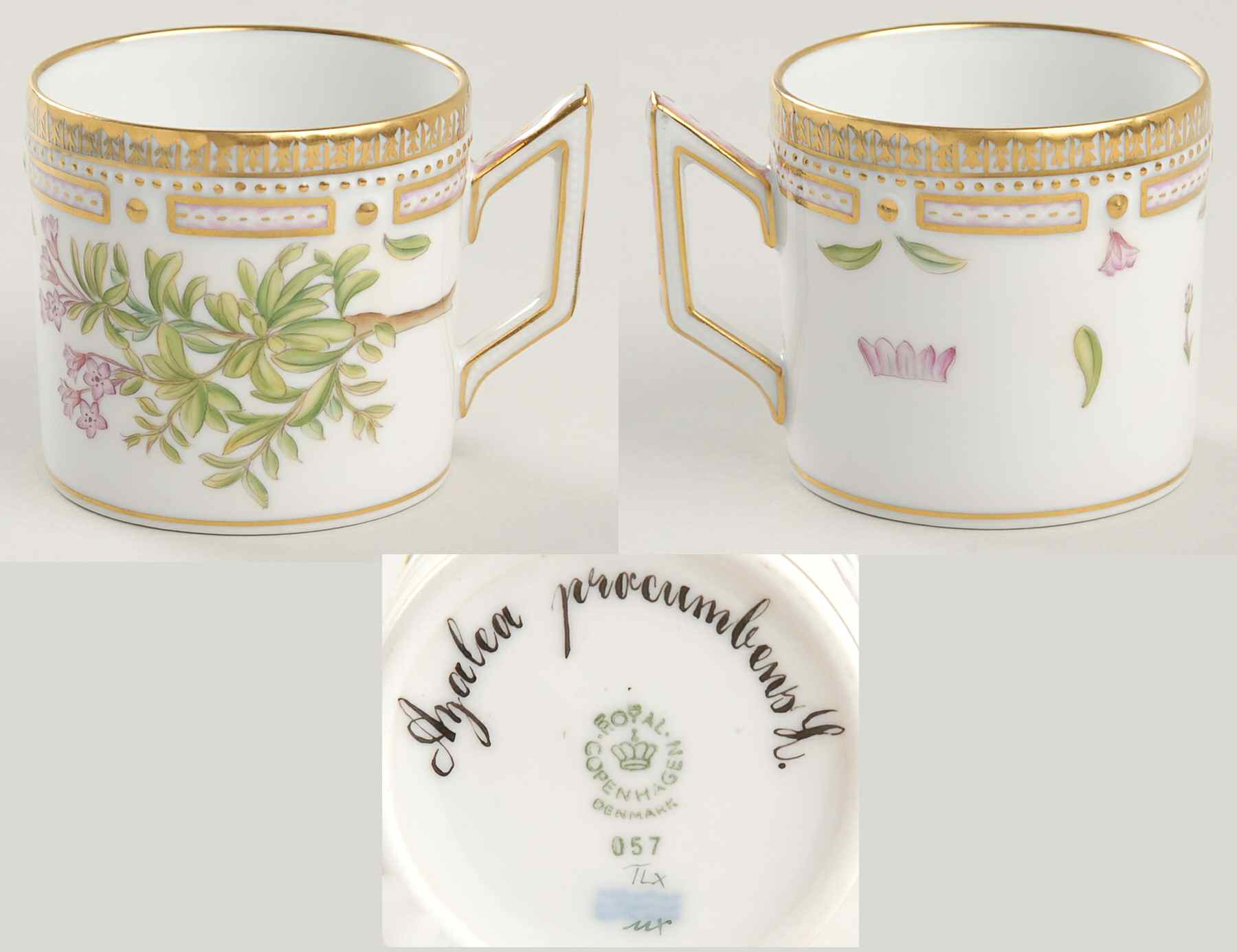 Flora Danica (1961 To Current) Flat Demitasse Cup-Azalea procumbens L by Royal Copenhagen-1