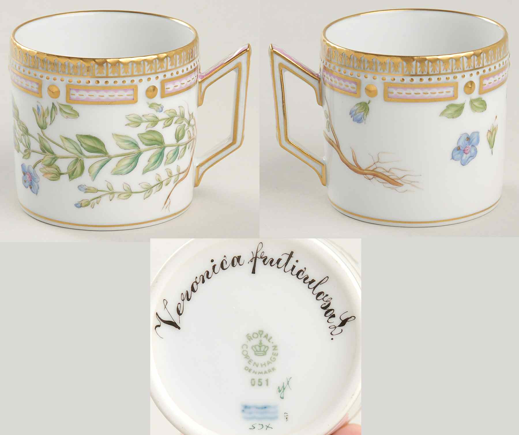 Flora Danica (1961 To Current) Chocolate Cup-Veronica fruticulosa L by Royal Copenhagen-1