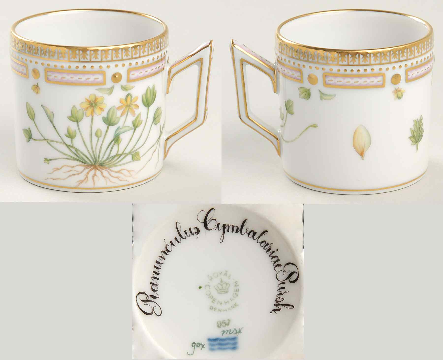 Flora Danica (1961 To Current) Flat Demitasse Cup-Ranunculus cymbalariae Pursh by Royal Copenhagen-1