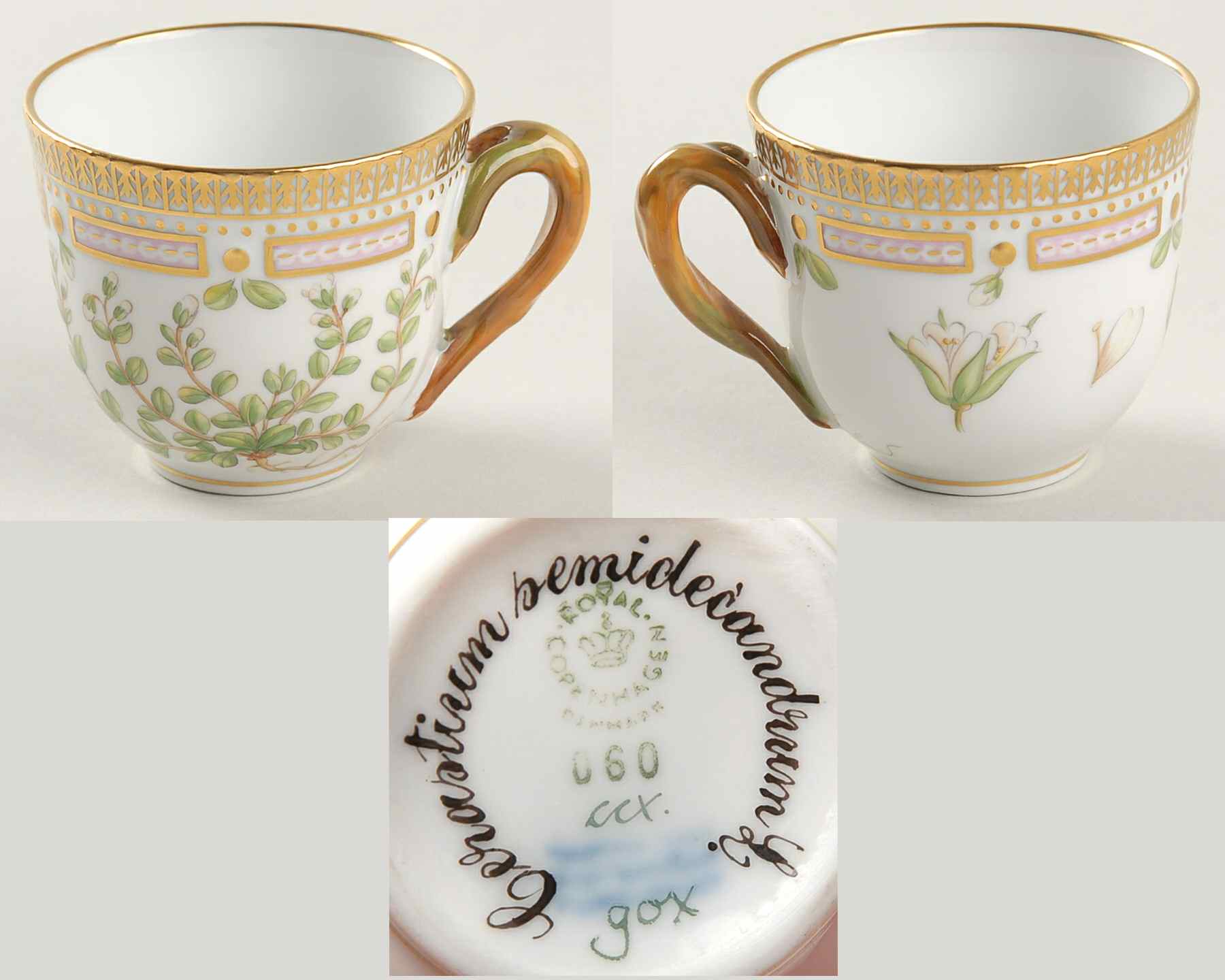 Flora Danica (1961 To Current) Flat Demitasse Cup-Cerastium semidecandrum L by Royal Copenhagen-1