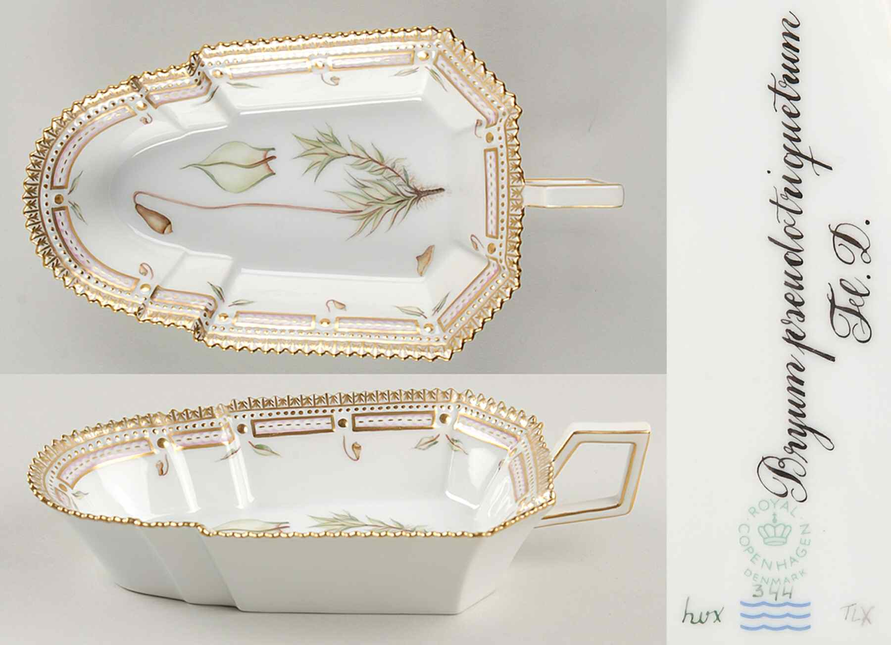 Flora Danica (1961 To Current) 8" Pickle/Accent Dish-Bryum pseudotriquetrum Fl D by Royal Copenhagen-1