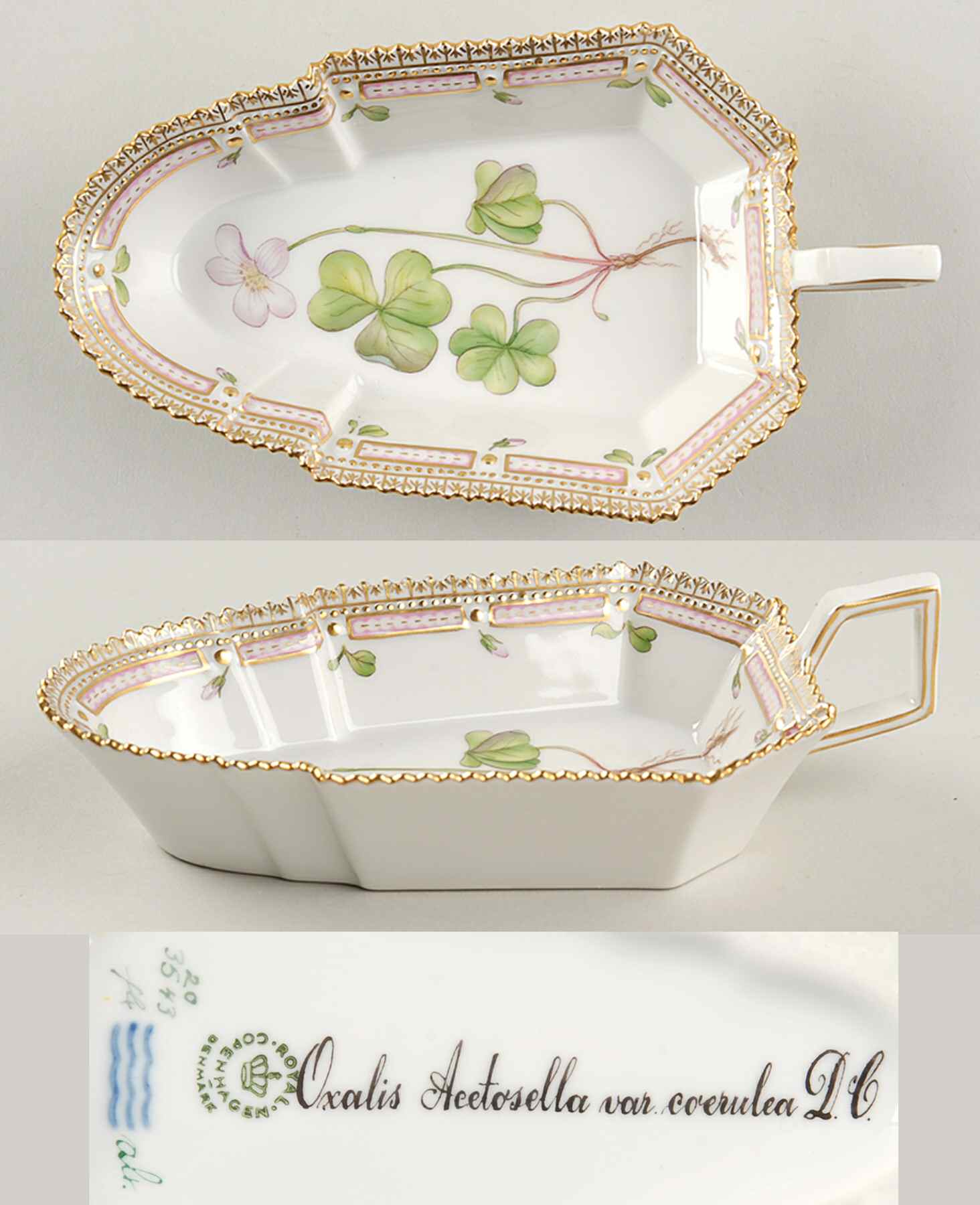 Flora Danica (1961 To Current) 7" Pickle/Accent Dish-Oxalis Aeetosella var coerul by Royal Copenhagen-1