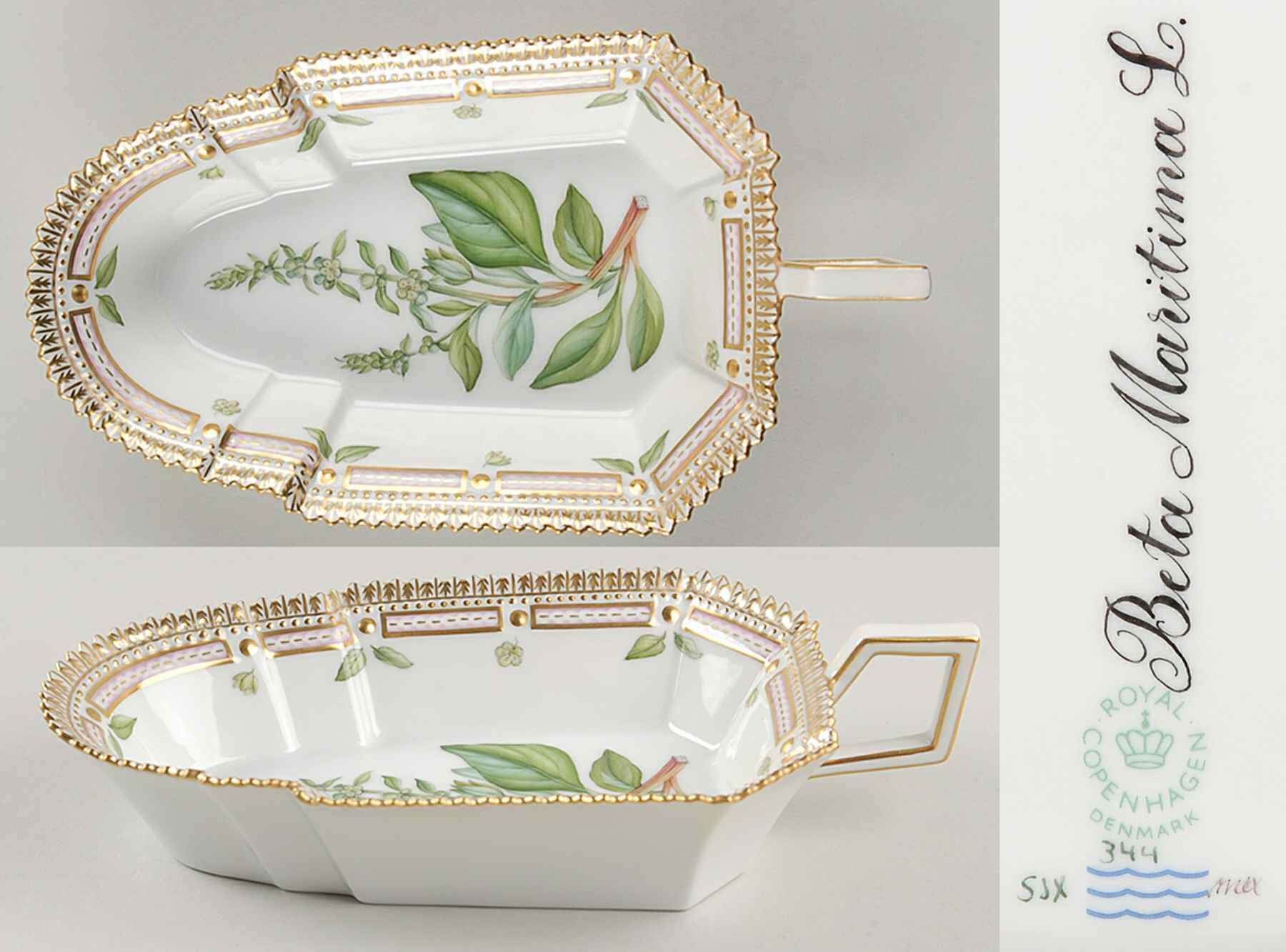 Flora Danica (1961 To Current) 8" Pickle/Accent Dish-Beta Maritima L by Royal Copenhagen-1