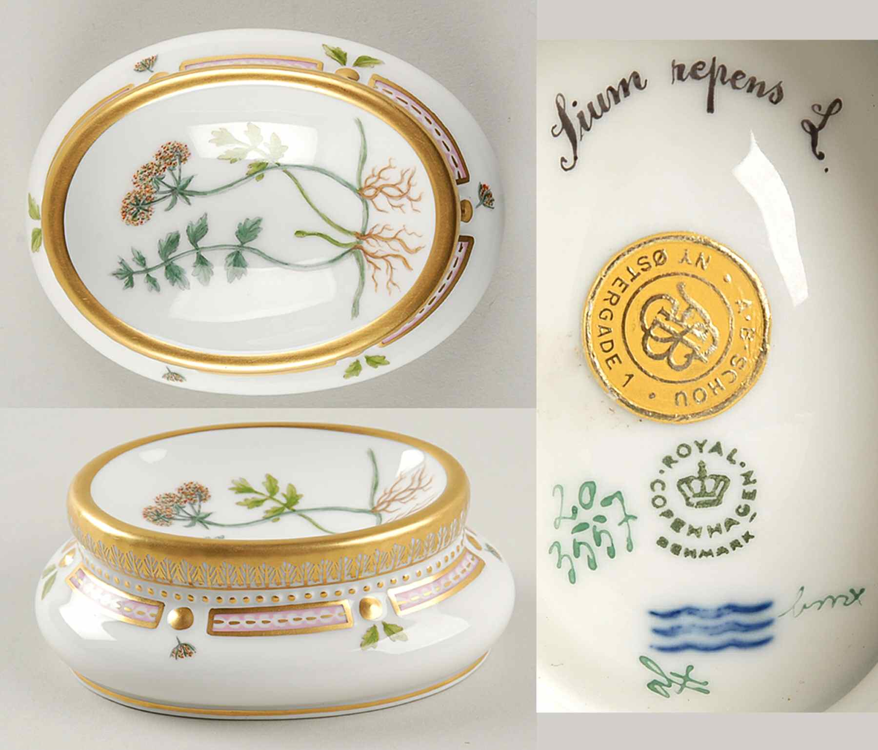 Flora Danica (1961 To Current) Salt Cellar-Sium repens L by Royal Copenhagen-1