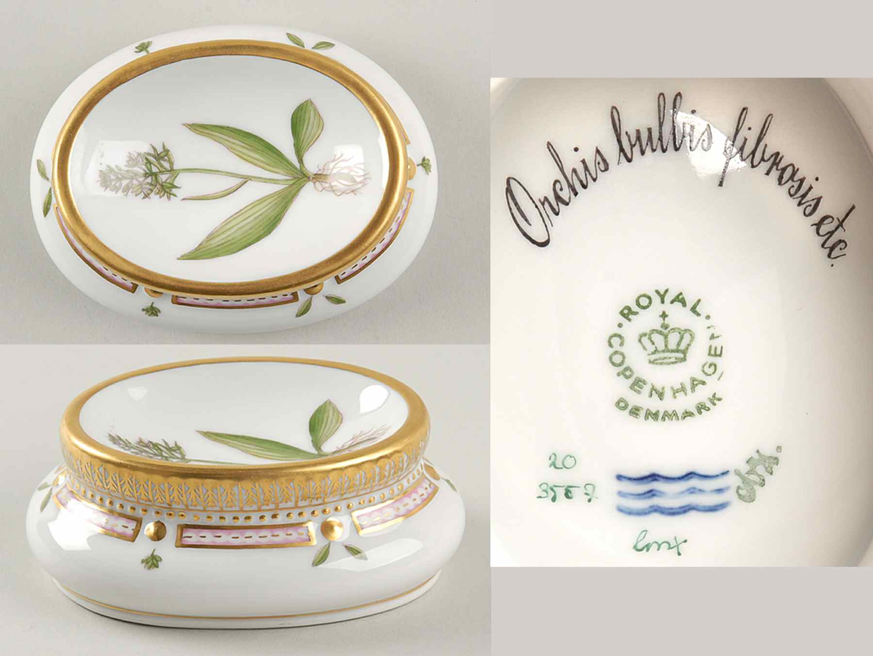 Flora Danica (1961 To Current) Salt Cellar-Orchis bulbis fibrosis etc by Royal Copenhagen-1