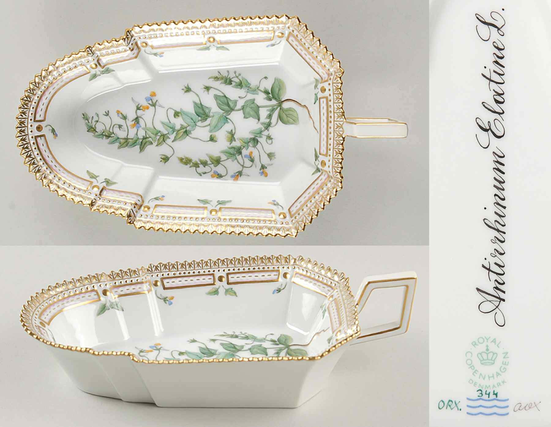 Flora Danica (1961 To Current) 8" Pickle/Accent Dish-Antirrhinum Elatine L by Royal Copenhagen-1