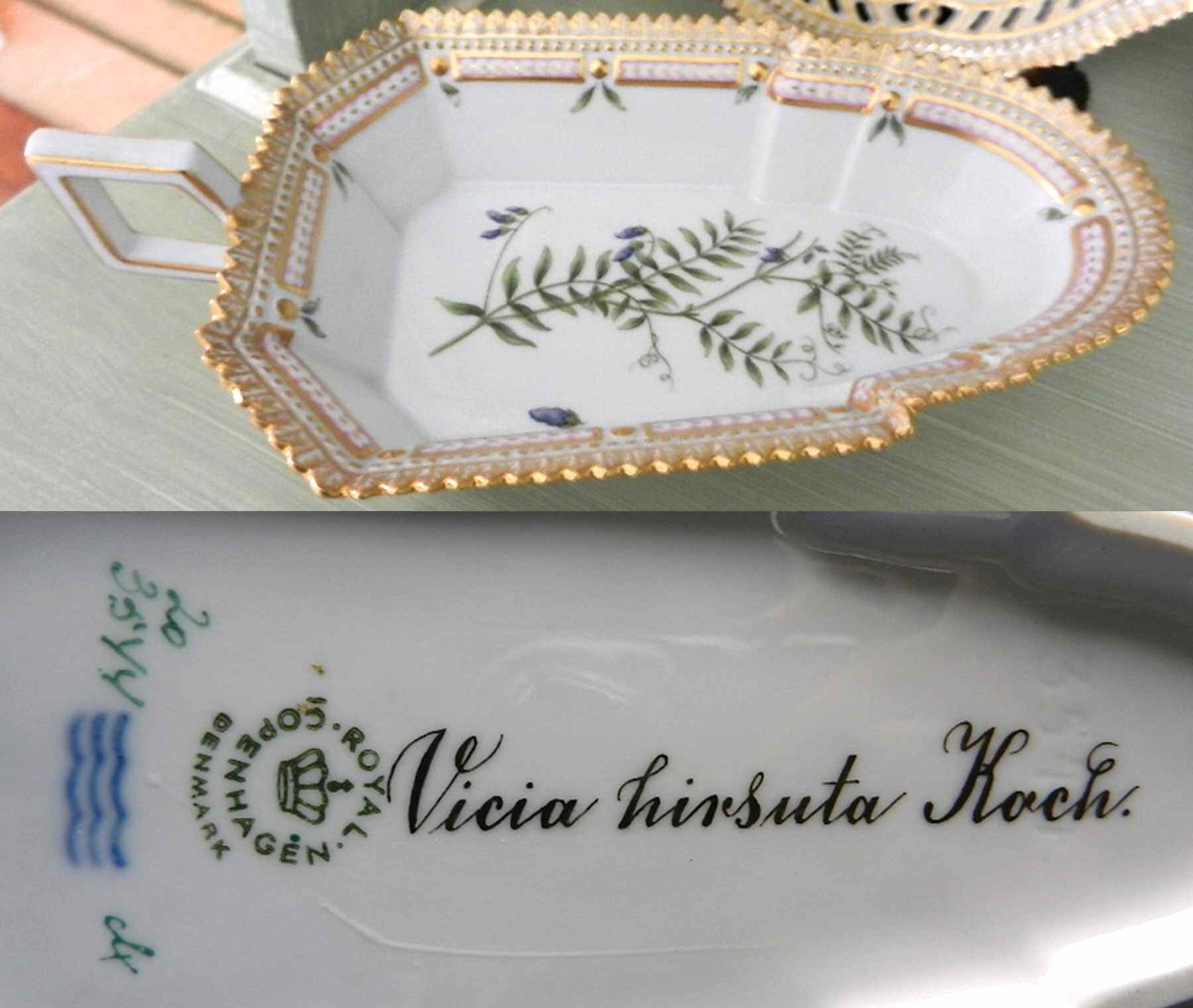 Flora Danica (1961 To Current) 8" Pickle/Accent Dish-Vicia hirsuta Koch by Royal Copenhagen-1