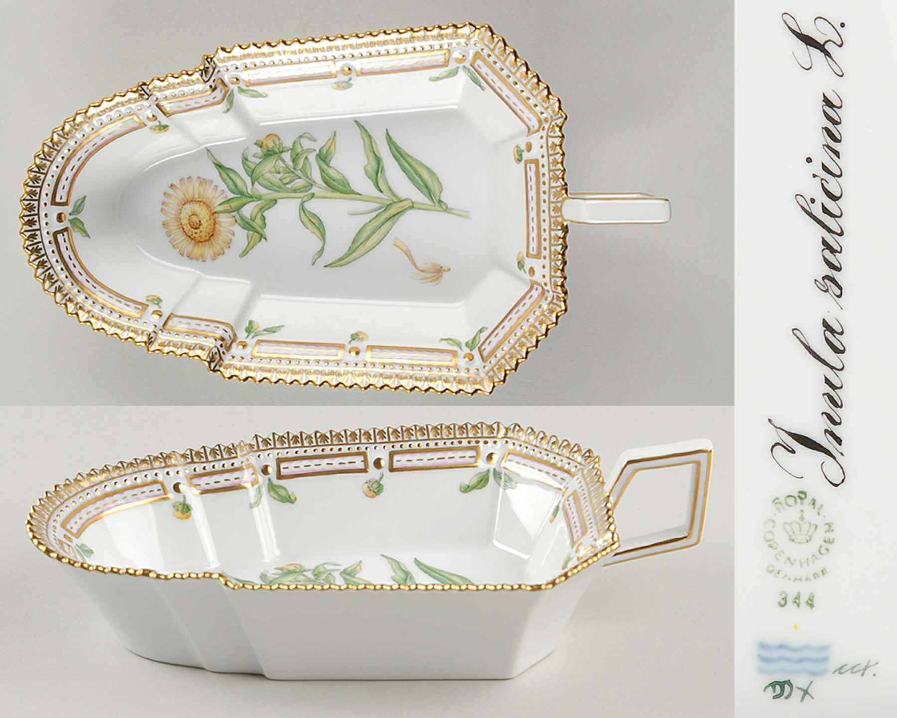 Flora Danica (1961 To Current) 8" Pickle/Accent Dish-Inula salicina L by Royal Copenhagen-1