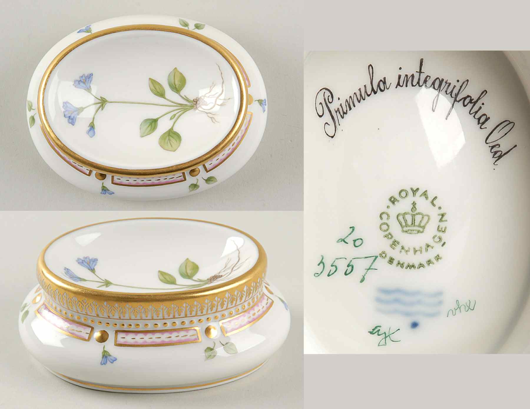 Flora Danica (1961 To Current) Salt Cellar-Primula integrifolia Oed by Royal Copenhagen-1