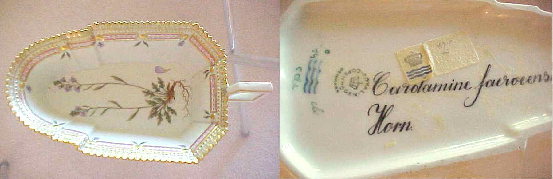 Flora Danica (1961 To Current) 8" Pickle/Accent Dish-Cardamine faeroeensis Horn by Royal Copenhagen-1