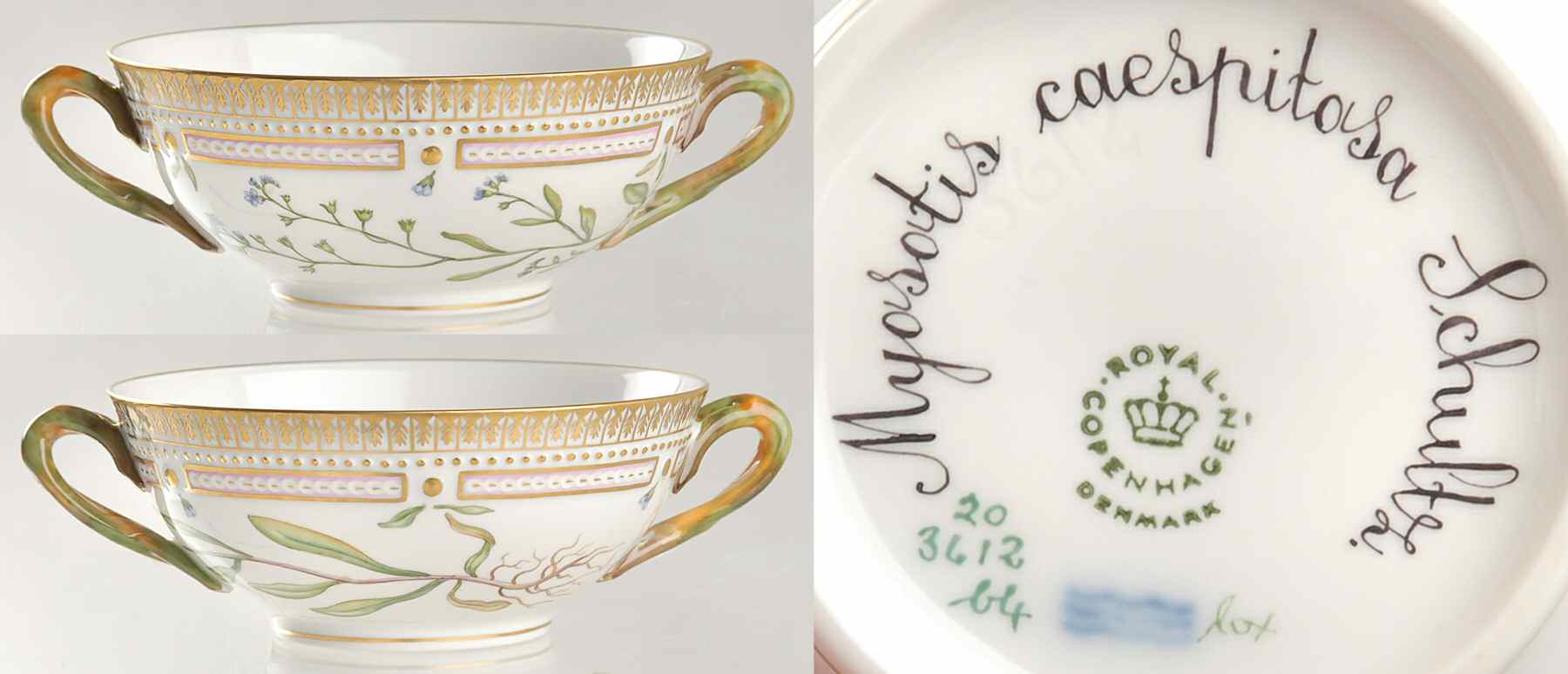 Flora Danica (1961 To Current) Flat Cream Soup Bowl-Myosotis caespitosa Schultz by Royal Copenhagen-1