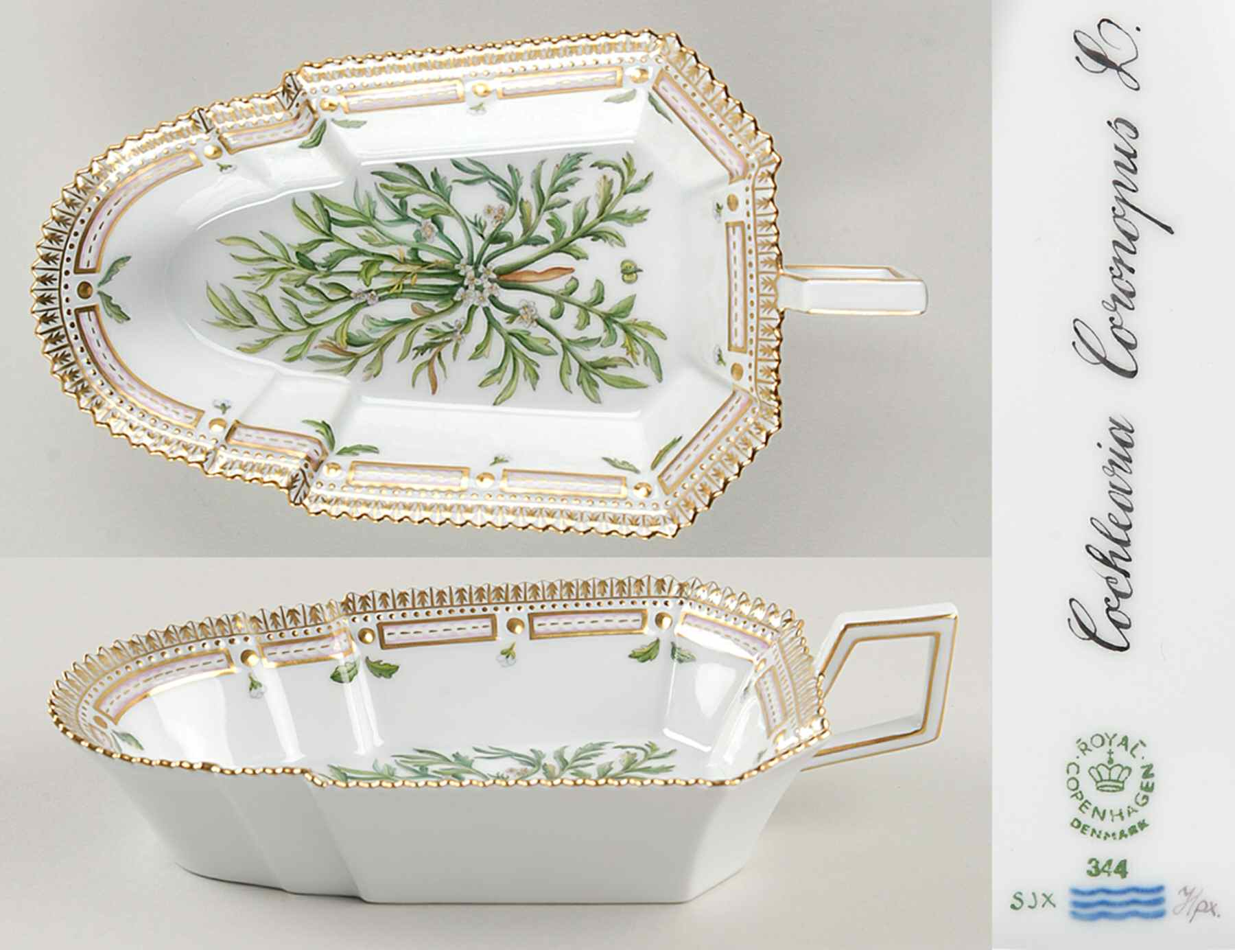 Flora Danica (1961 To Current) 8" Pickle/Accent Dish-Cochlearia Coronopus L by Royal Copenhagen-1