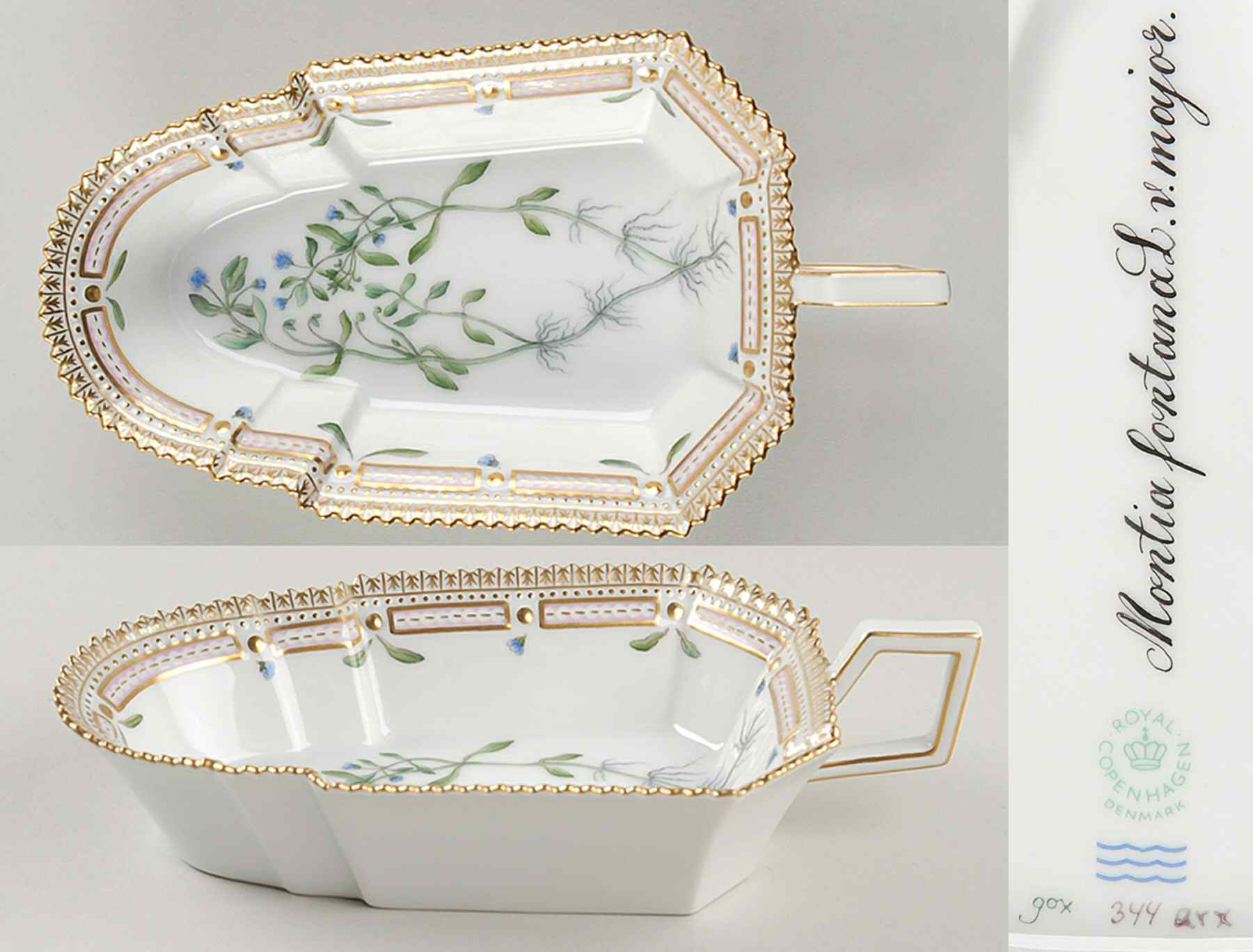 Flora Danica (1961 To Current) 8" Pickle/Accent Dish-Montia fontana L v major by Royal Copenhagen-1