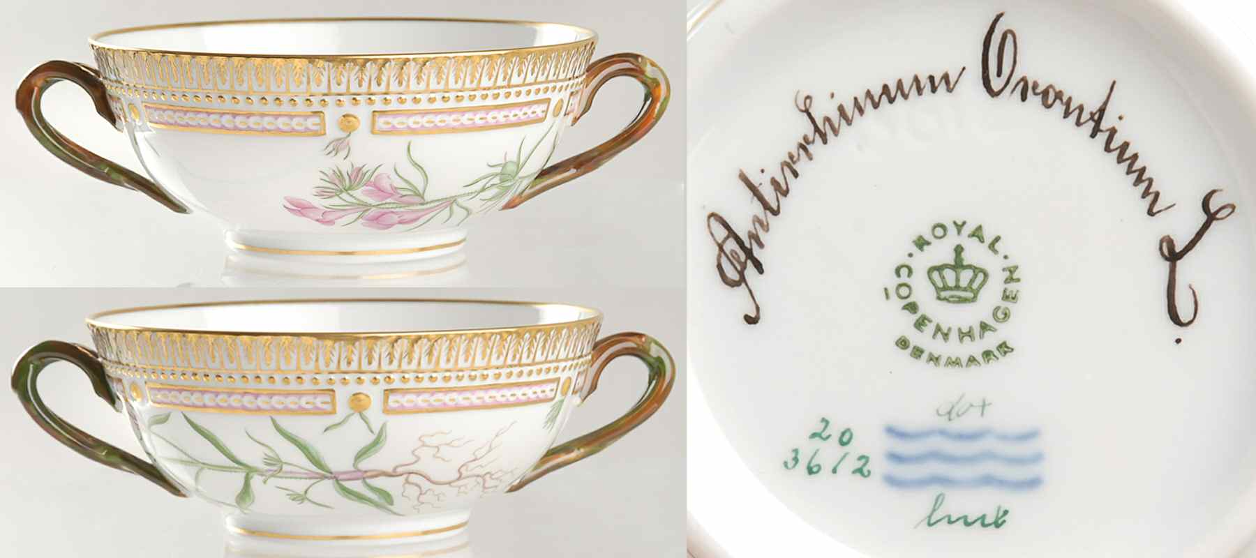 Flora Danica (1961 To Current) Flat Cream Soup Bowl-Antirrhinum Orontium L by Royal Copenhagen-1