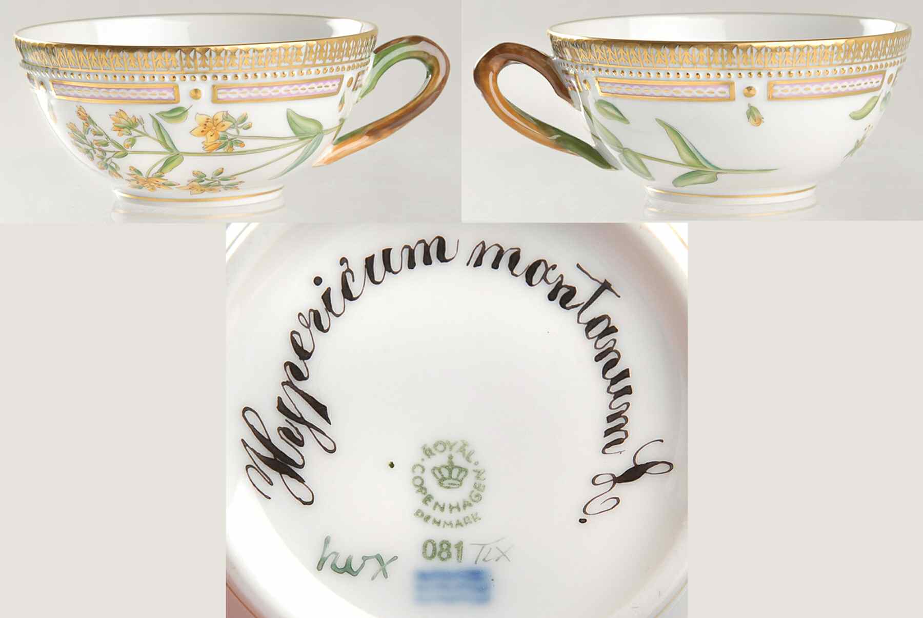 Flora Danica (1961 To Current) Flat Tea Cup-Hypericum montanum L by Royal Copenhagen-1