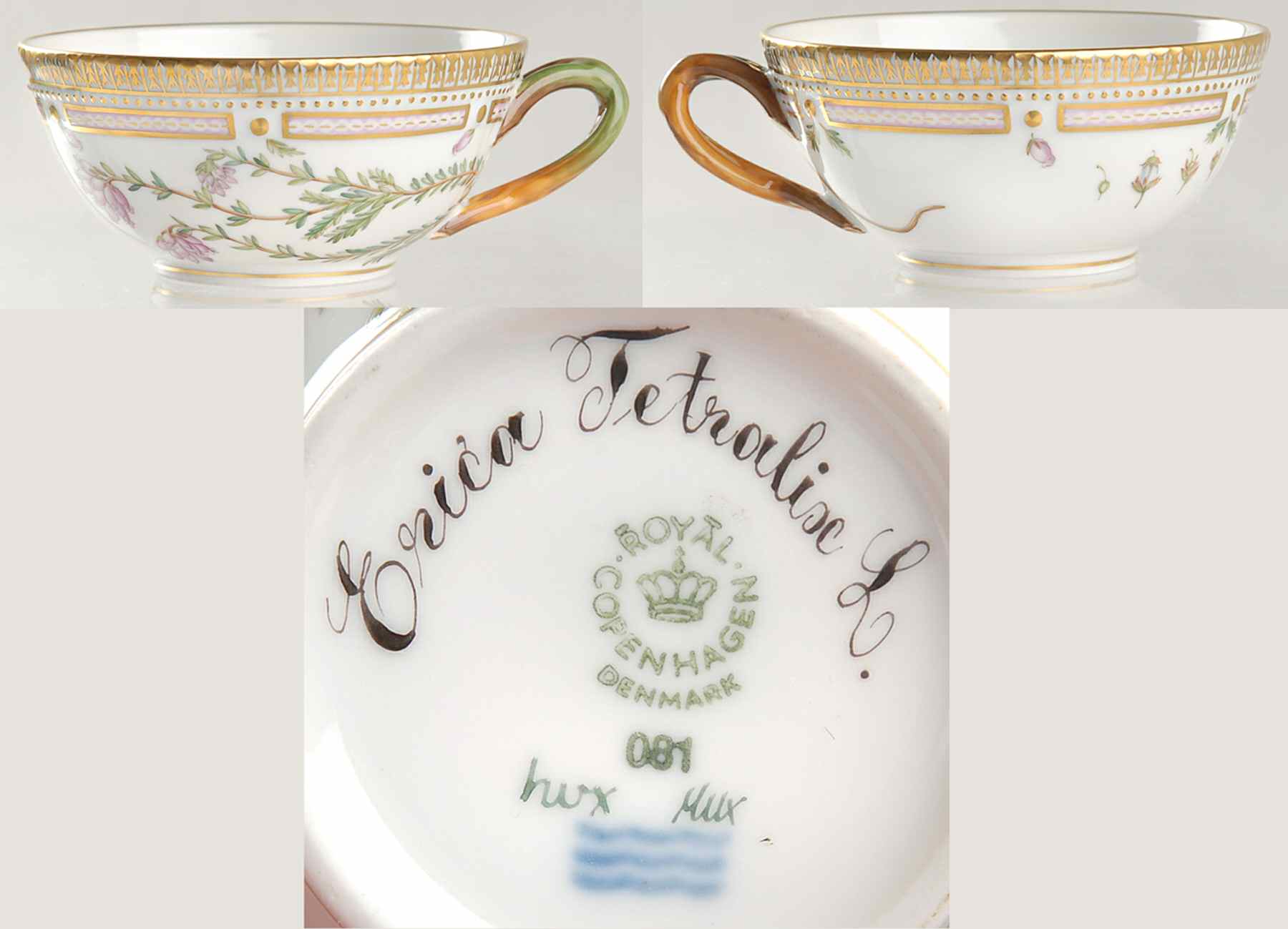 Flora Danica (1961 To Current) Flat Tea Cup-Erica Tetralix L by Royal Copenhagen-1