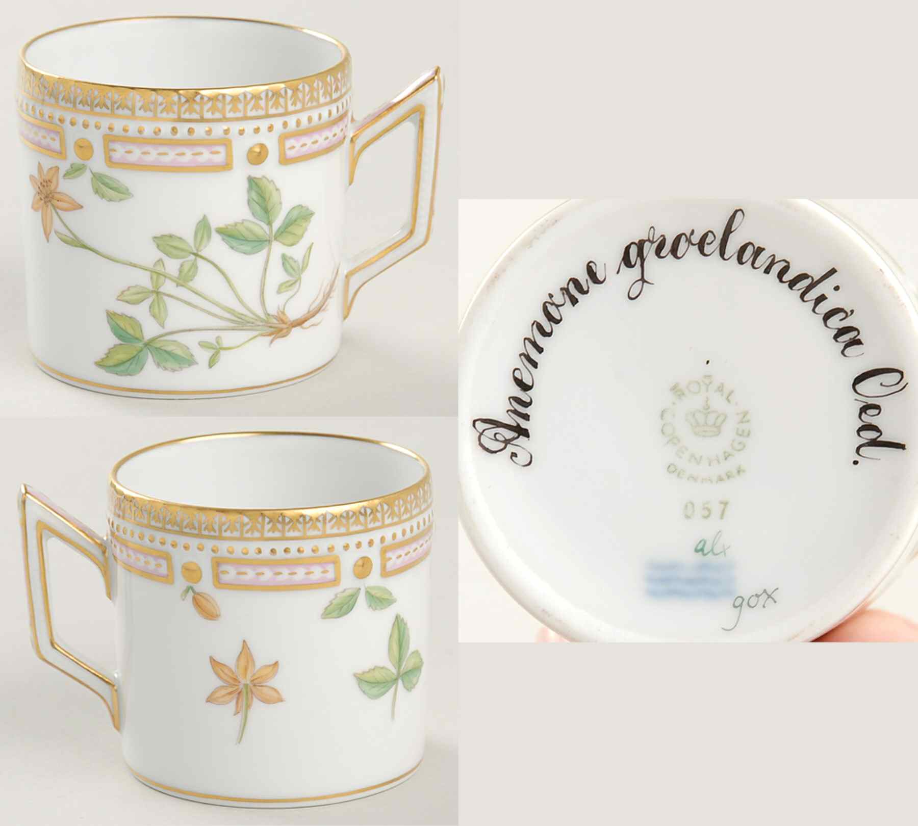 Flora Danica (1961 To Current) Flat Demitasse Cup-Anemone groelandica Oed by Royal Copenhagen-1