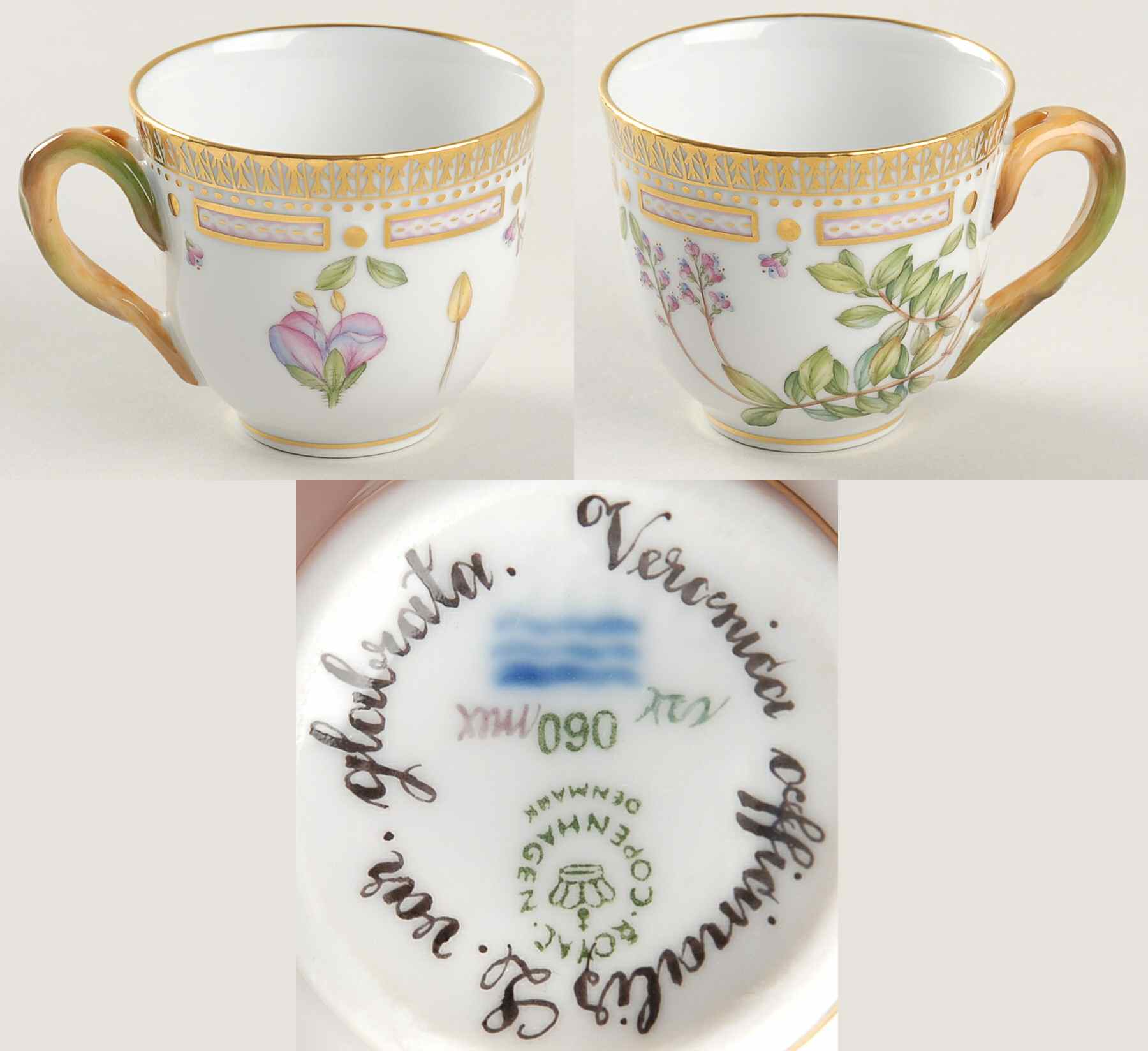 Flora Danica (1961 To Current) Flat Demitasse Cup-Veronica officinalis L var glab by Royal Copenhagen-1