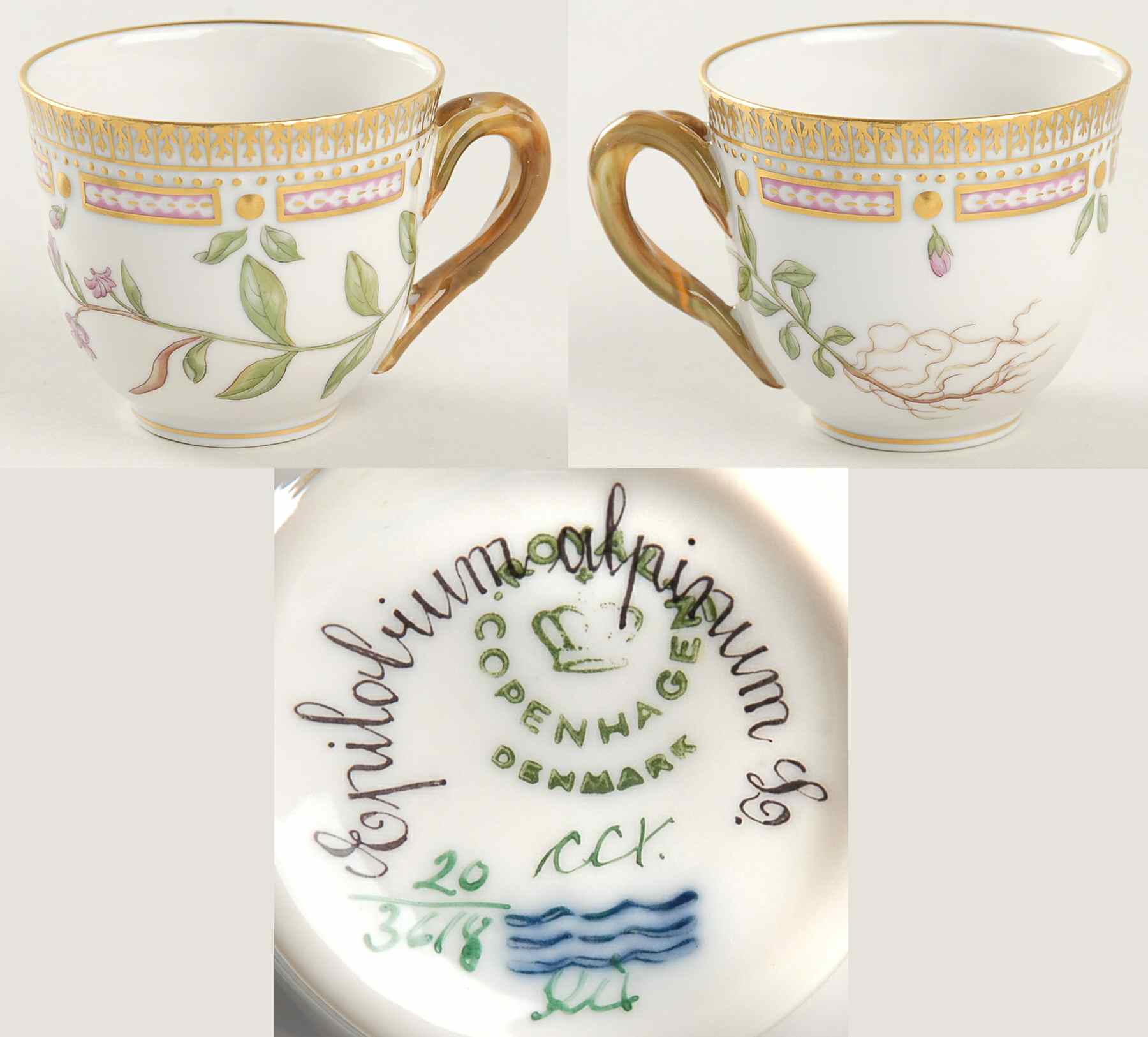 Flora Danica (1961 To Current) Flat Demitasse Cup-Epilobium alpinum L by Royal Copenhagen-1