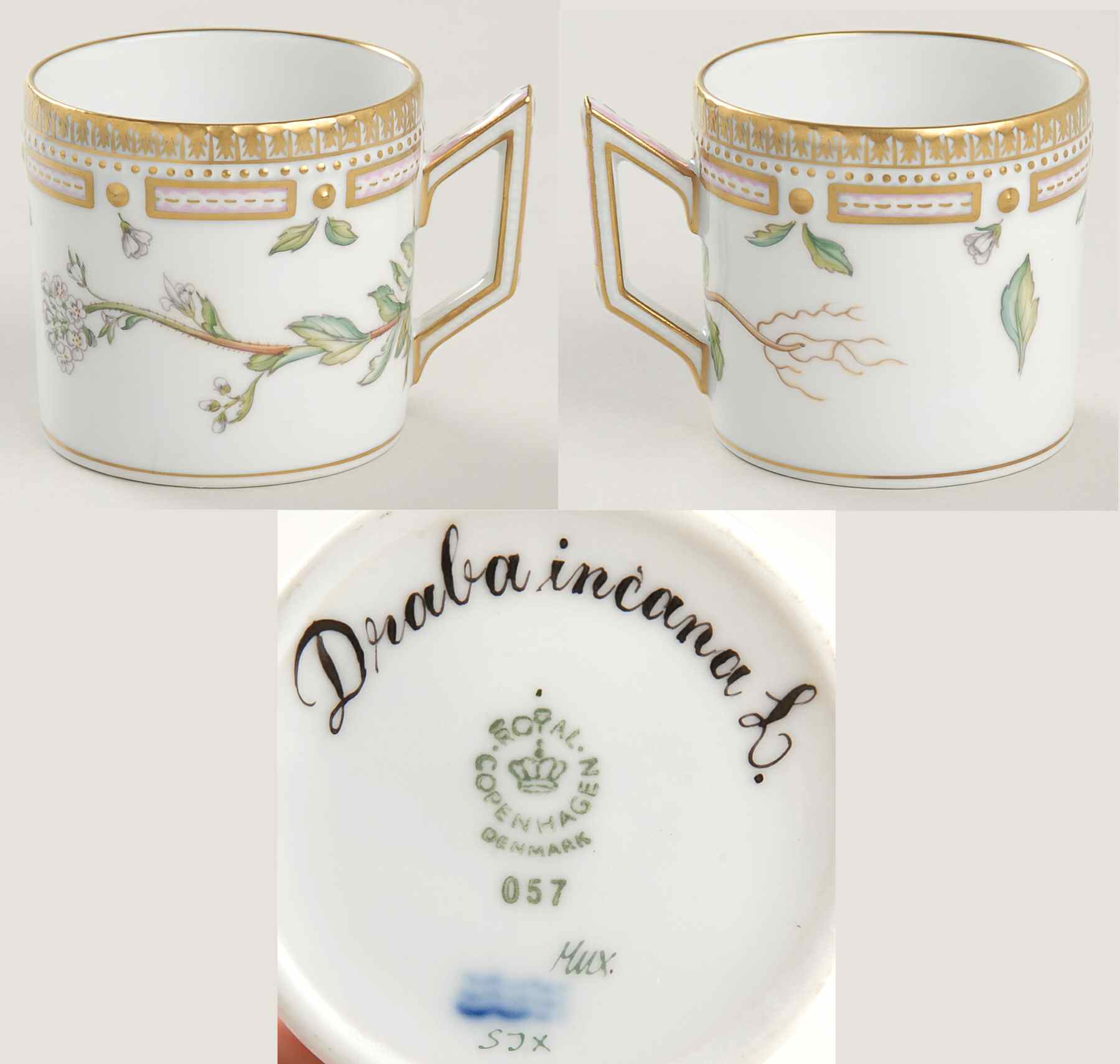 Flora Danica (1961 To Current) Flat Demitasse Cup-Draba incana L by Royal Copenhagen-1